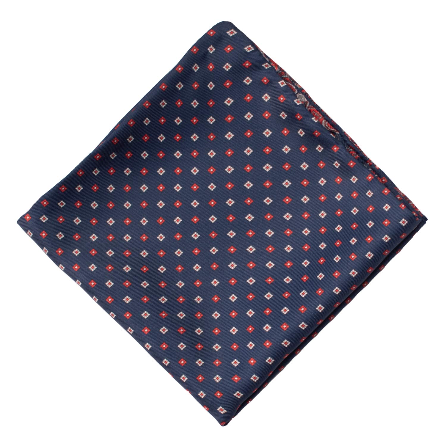 Fazzoletto da Taschino di Seta Double-Face Blu Fantasia Rossa Grigia Bianca POC617 Graffeo Cravatte Made in Italy Rombo