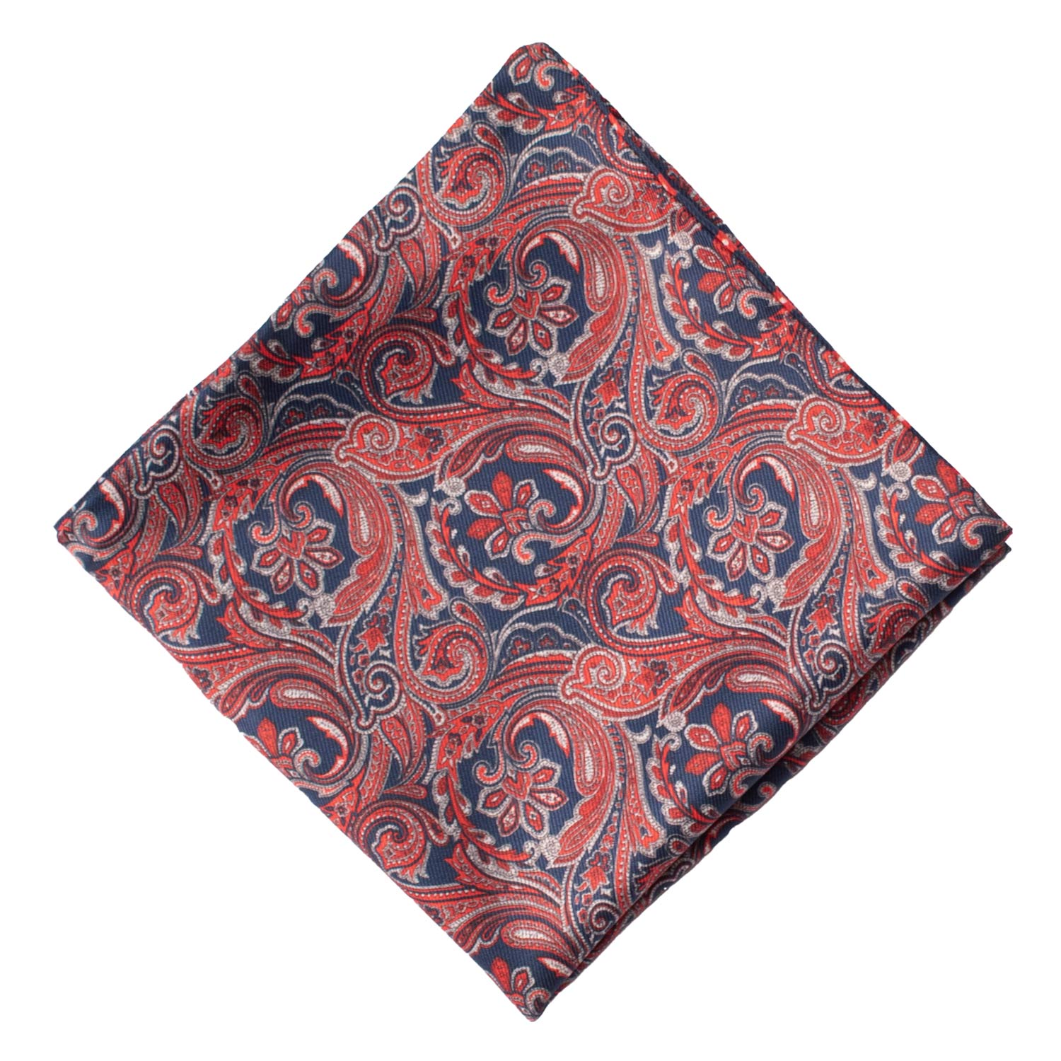 Fazzoletto da Taschino di Seta Double Face Blu Fantasia Rossa Grigia Bianca POC619 Graffeo Cravatte Made in Italy Rombo