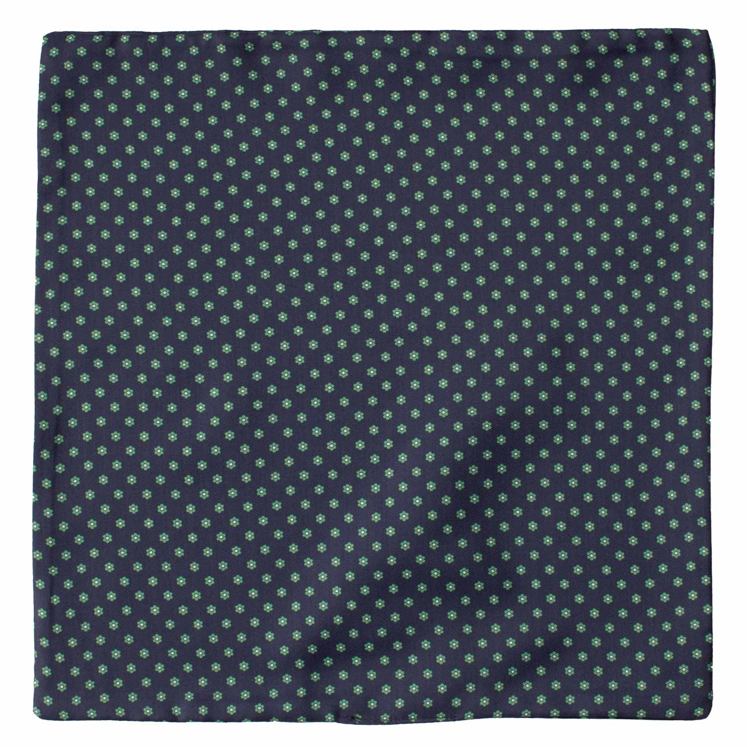 Fazzoletto da Taschino di Seta Double-Face Blu Fantasia Verde Bianca POC648 Graffeo Cravatte Made in Italy Intera