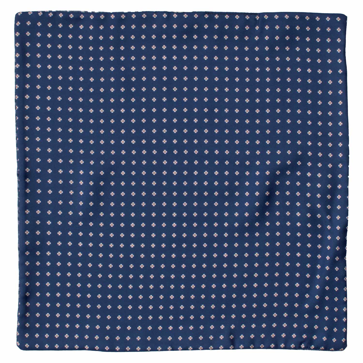 Fazzoletto da Taschino di Seta Double-Face Blu Navy Fantasia Bianca Beige POC631 Graffeo Cravatte Made in Italy Intera