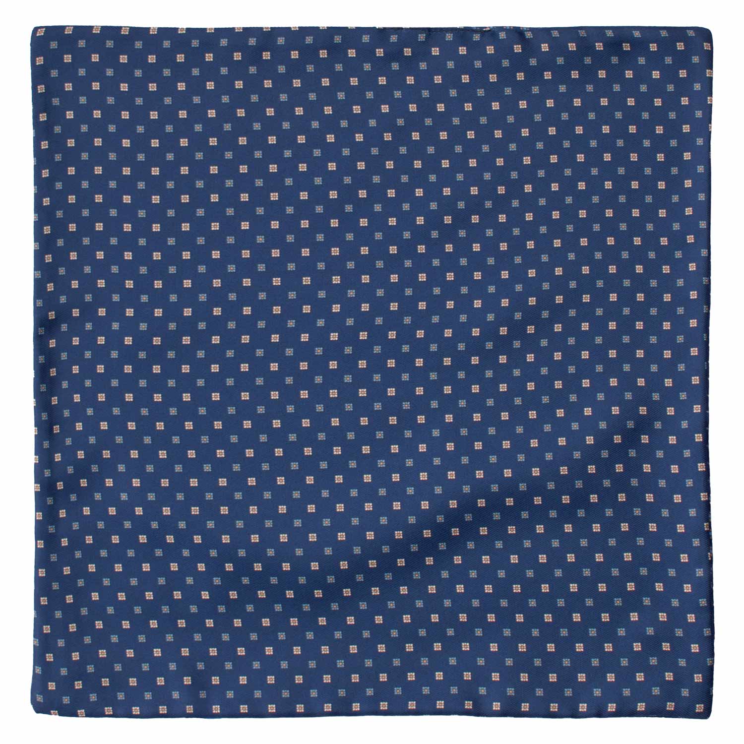 Fazzoletto da Taschino di Seta Double-Face Blu Navy Fantasia Celeste Bianca Beige POC620 Graffeo Cravatte Made in Italy Intera