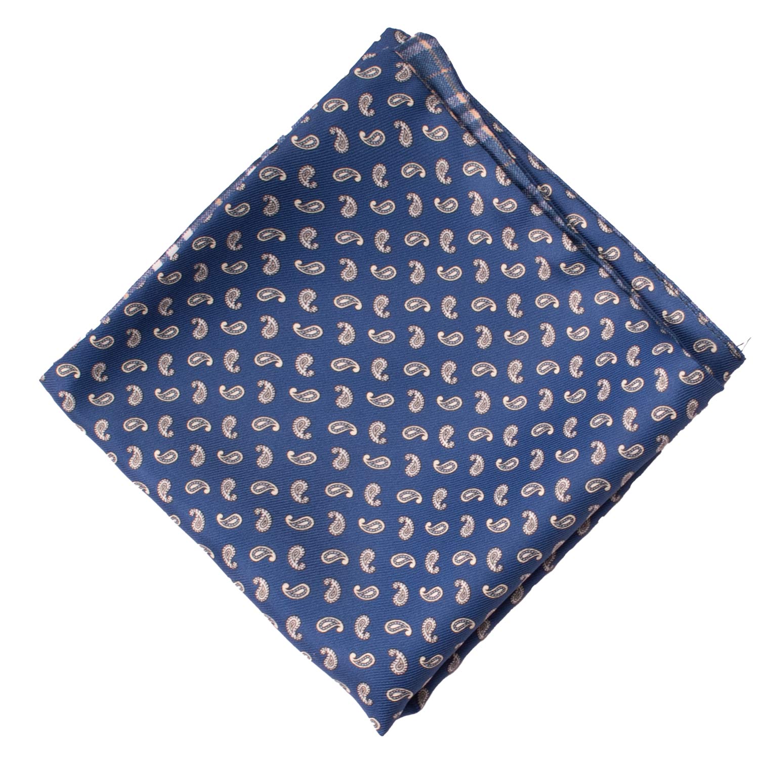 Fazzoletto da Taschino di Seta Double-Face Blu Navy Fantasia Multicolor POC651 Graffeo Cravatte Made in Italy Rombo