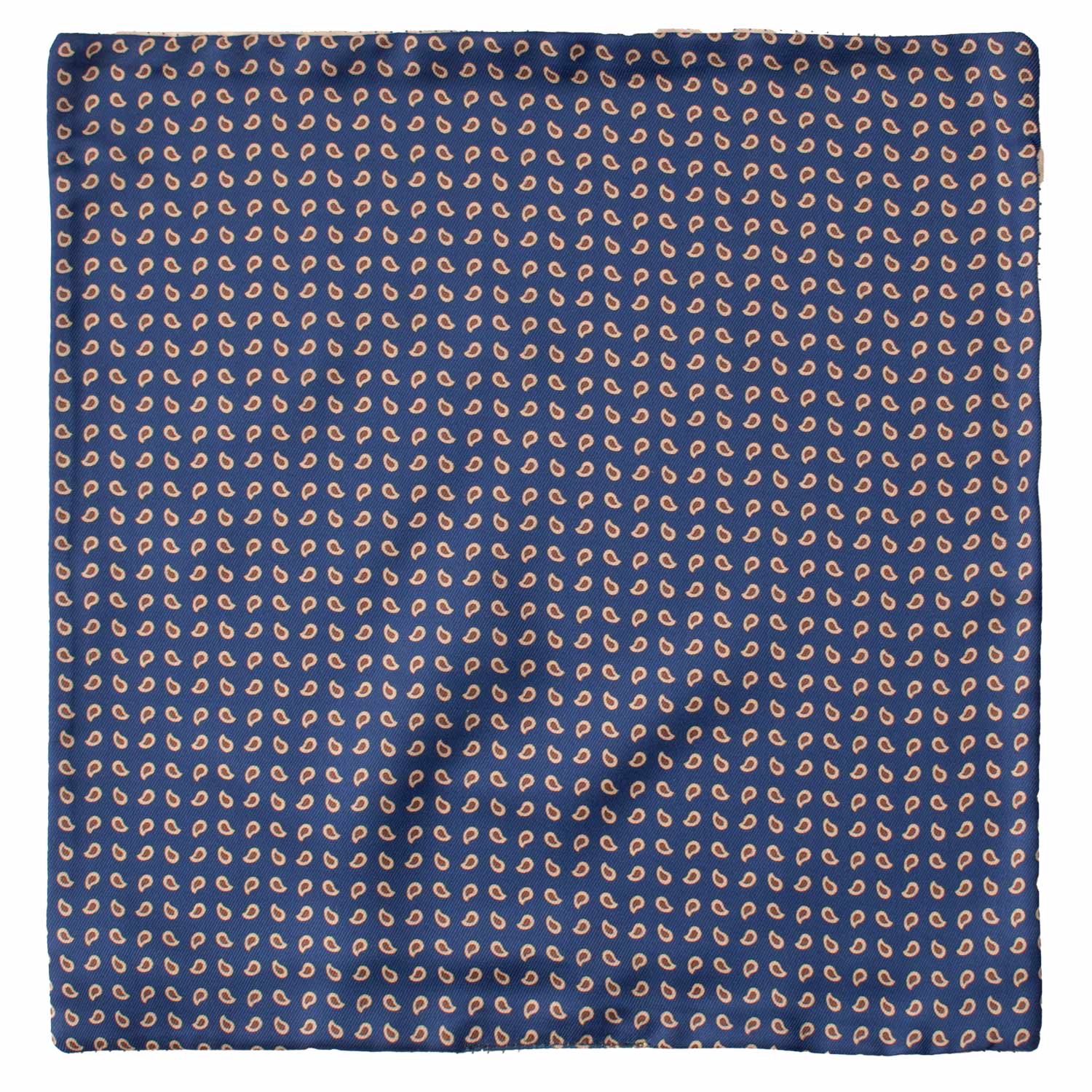 Fazzoletto da Taschino di Seta Double-Face Blu Navy Giallo Chiaro Fantasia Beige Marrone POC645 Graffeo Cravatte Made in Italy Intera