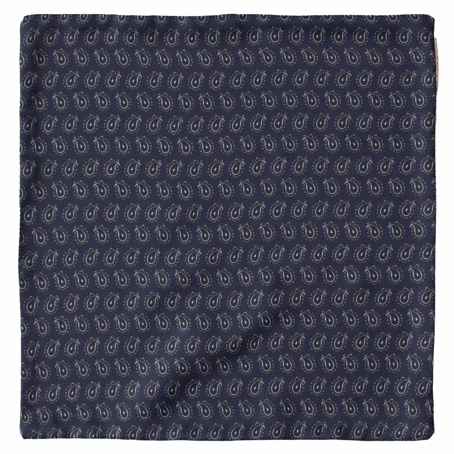 Fazzoletto da Taschino di Seta Double-Face Blu Giallo Chiaro Fantasia Celeste POC658 Graffeo Cravatte Made in Italy Intera