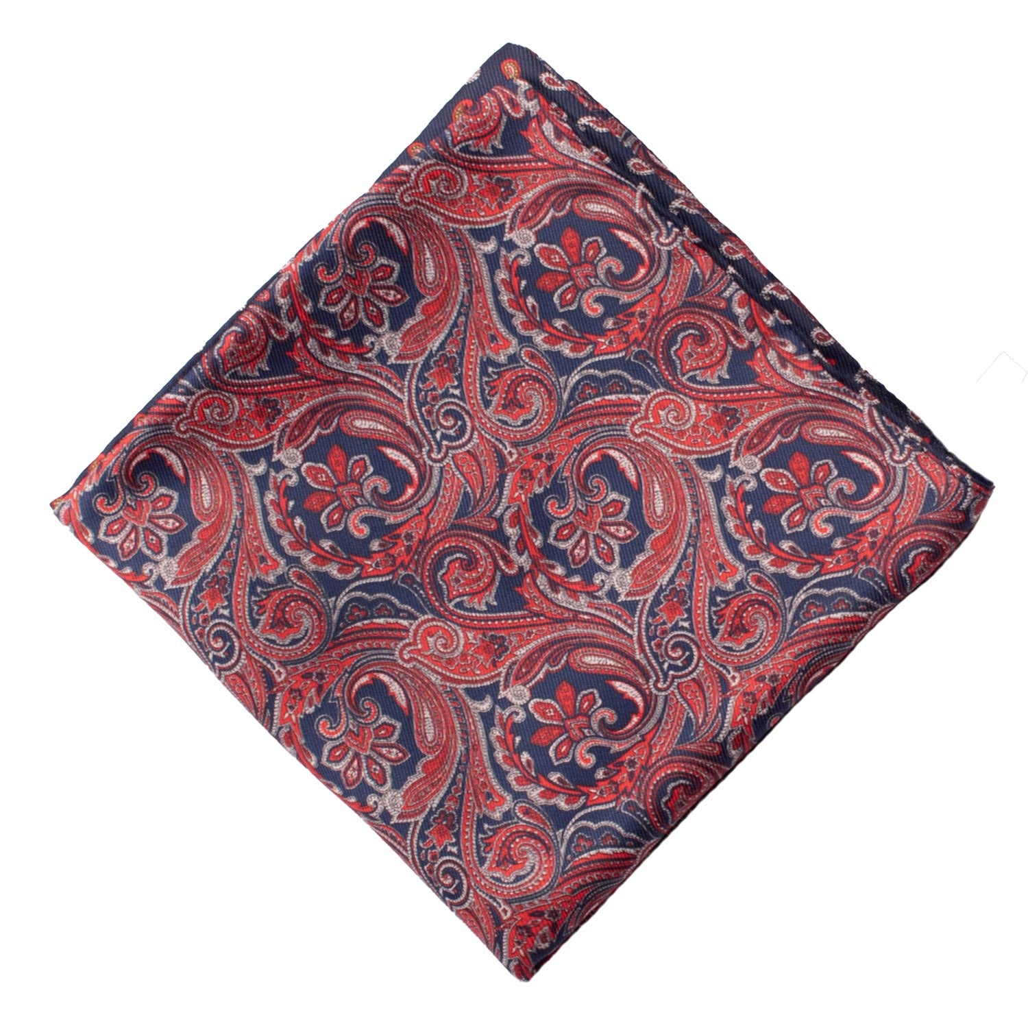 Fazzoletto da Taschino di Seta Double-Face Blu Rosso Bordeaux Paisley Multicolor POC660 Made in Italy Graffeo Cravatte Rombo