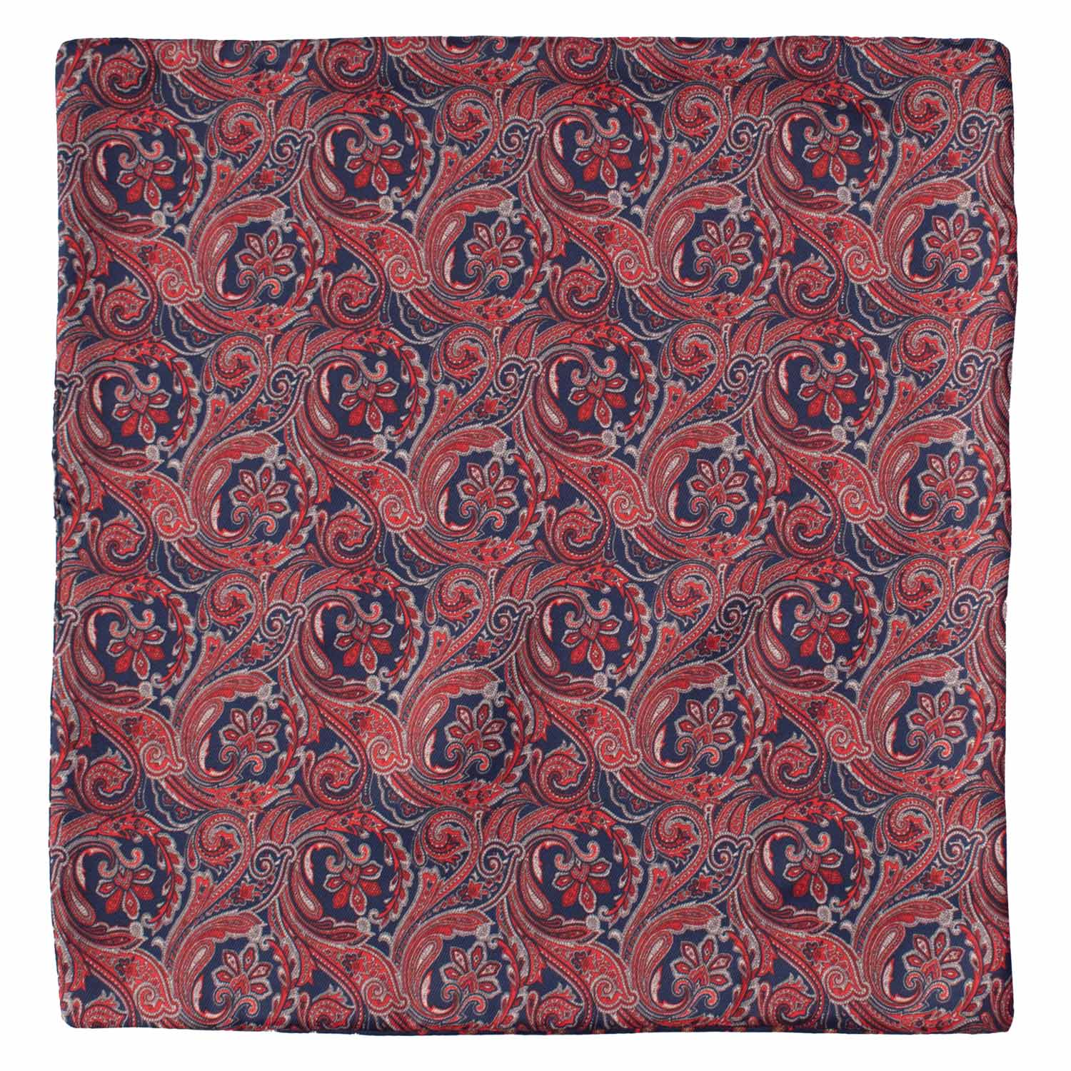 Fazzoletto da Taschino di Seta Double-Face Blu Rosso Bordeaux Paisley Multicolor POC660 Made in Italy Graffeo Cravatte
