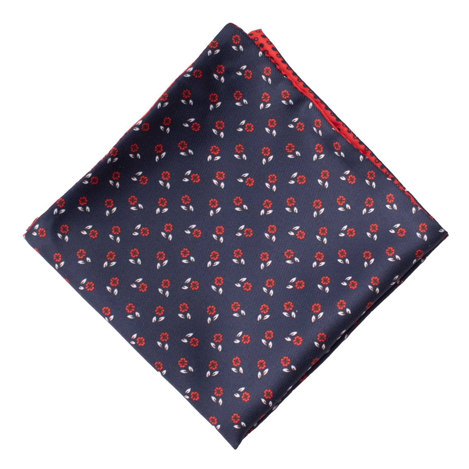 Fazzoletto da Taschino di Seta Double-Face Blu Rosso Fantasia Multicolor POC609 Graffeo Cravatte Made in Italy Rombo