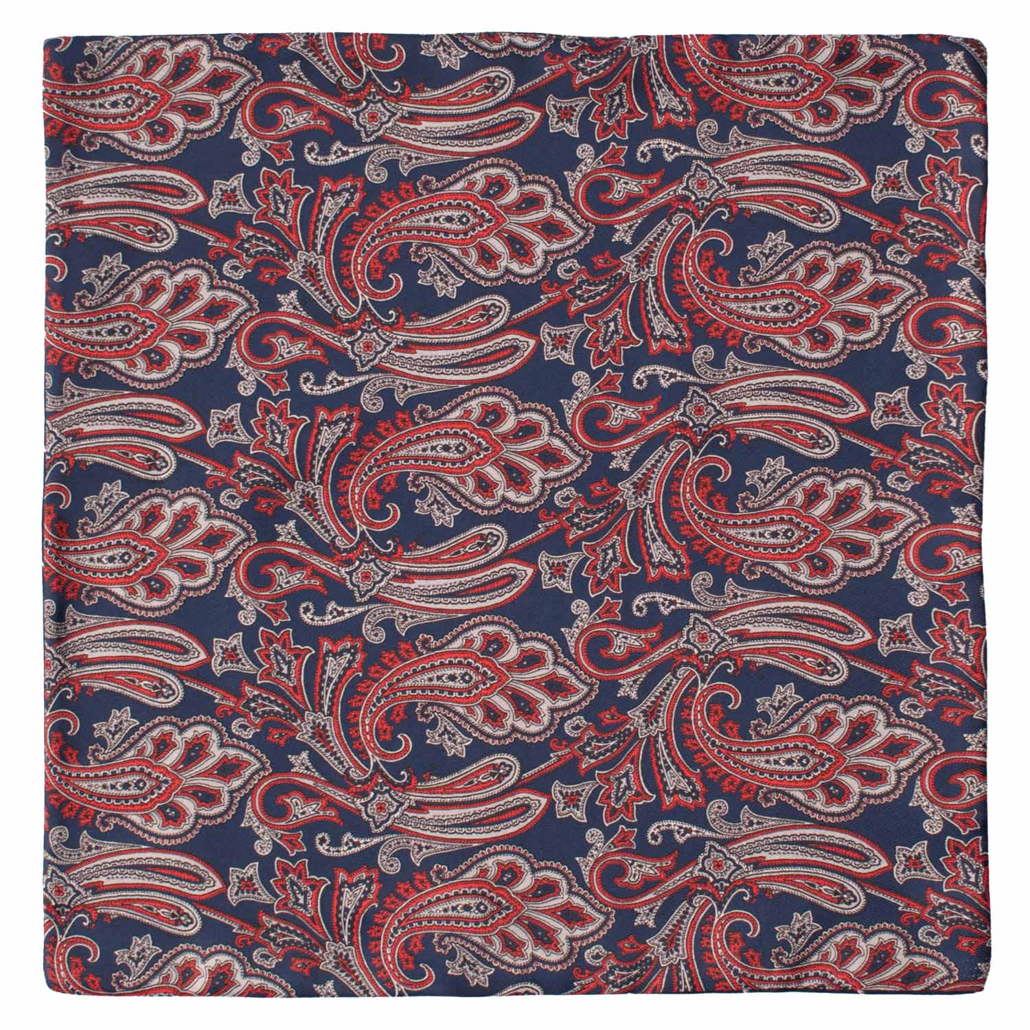 Fazzoletto da Taschino di Seta Double-Face Blu Fantasia Rossa Grigia Bianca POC610 Graffeo Cravatte Made in Italy Intera