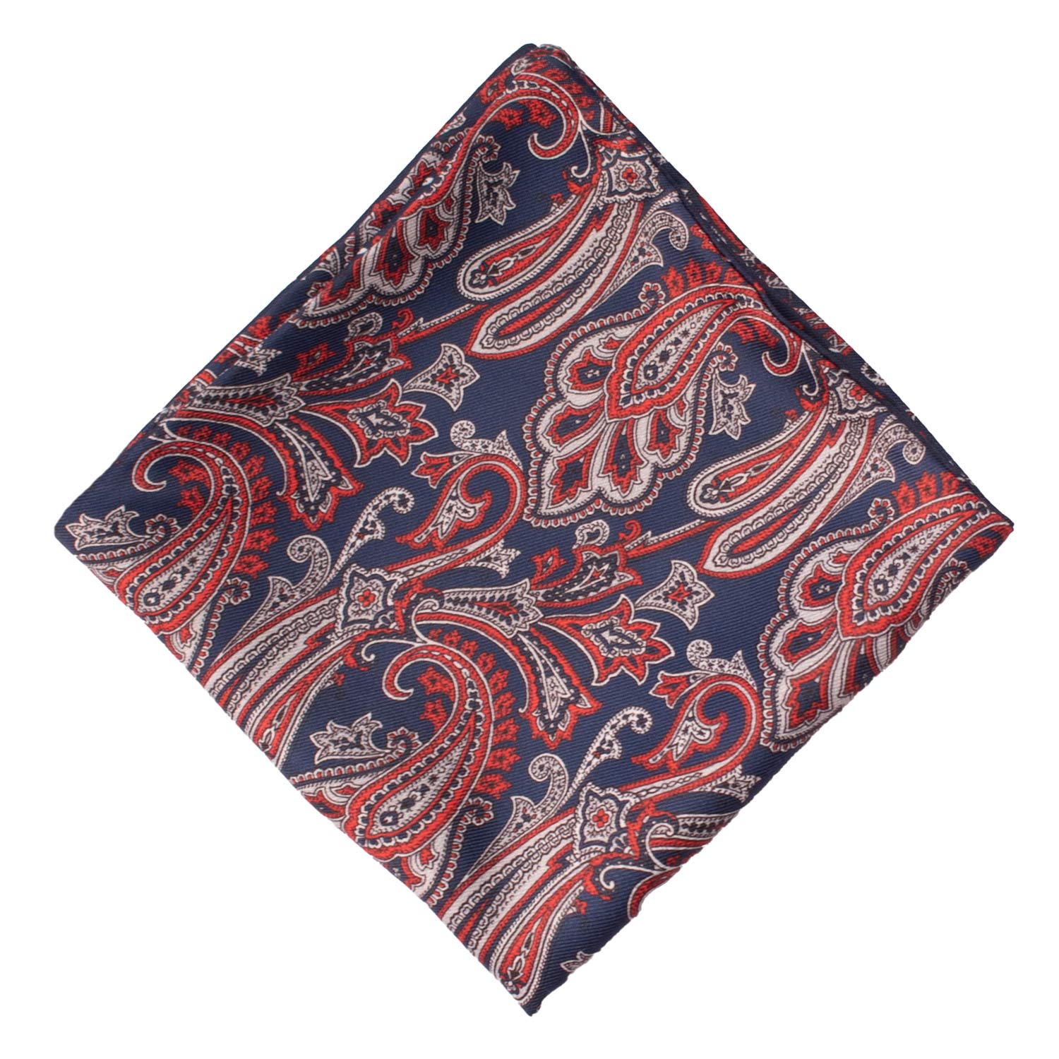 Fazzoletto da Taschino di Seta Double-Face Blu Fantasia Rossa Grigia Bianca POC610 Graffeo Cravatte Made in Italy Rombo