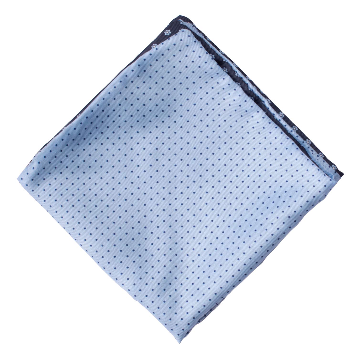 Fazzoletto da Taschino di Seta Double-Face Celeste Blu Fantasia Multicolor POC630 Graffeo Cravatte Made in Italy Rombo