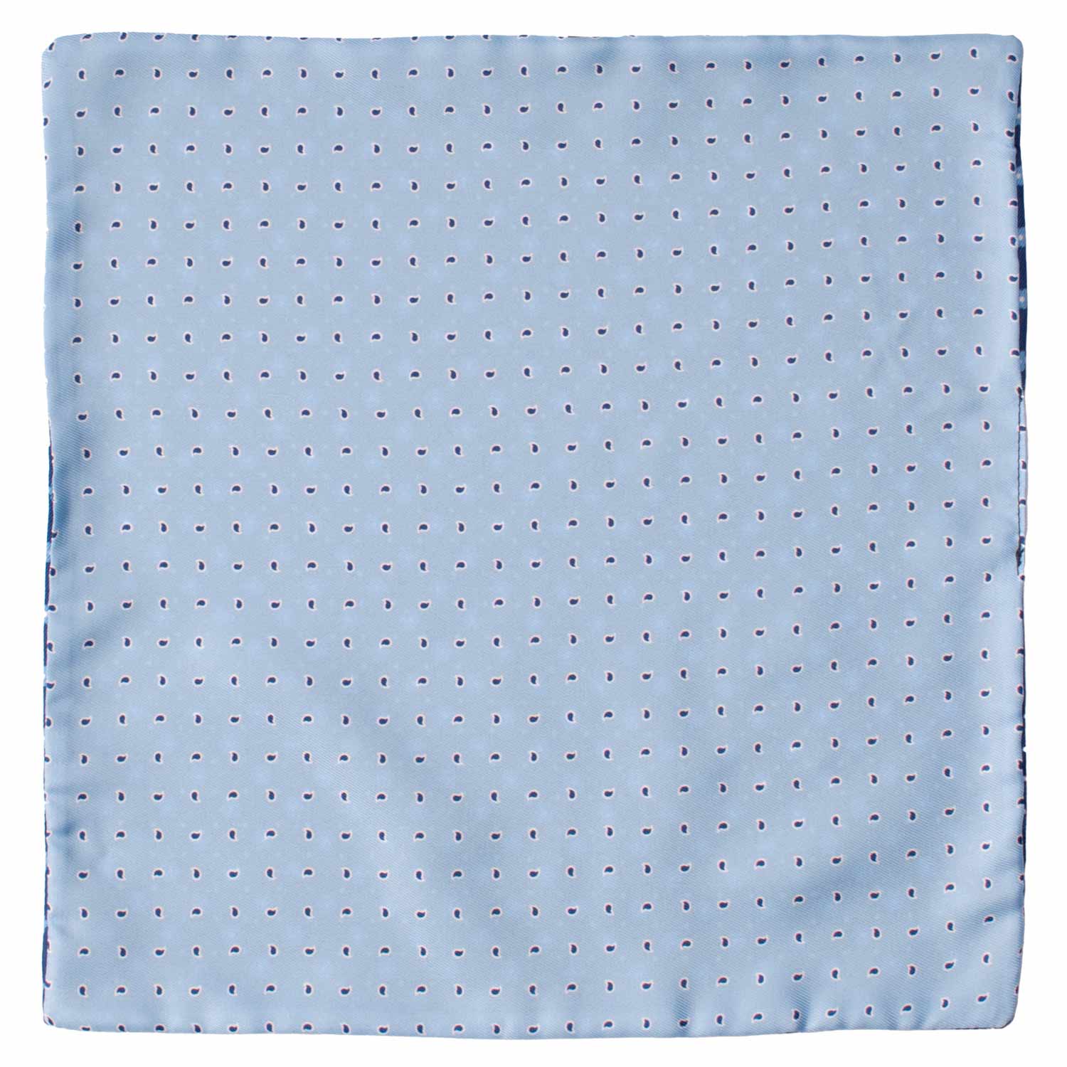 Fazzoletto da Taschino di Seta Double-Face Celeste Blu Navy Fantasia Multicolor POC627 Graffeo Cravatte Made in Italy Intera