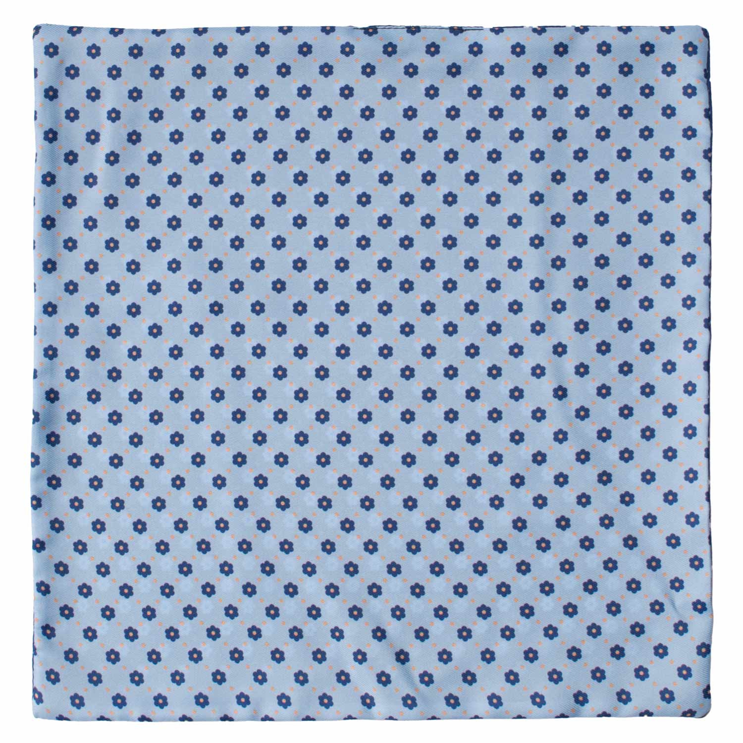 Fazzoletto da Taschino di Seta Double Face Celeste Blu Navy a Fiori Multicolor POC607 Graffeo Cravatte Made in Italy Intera