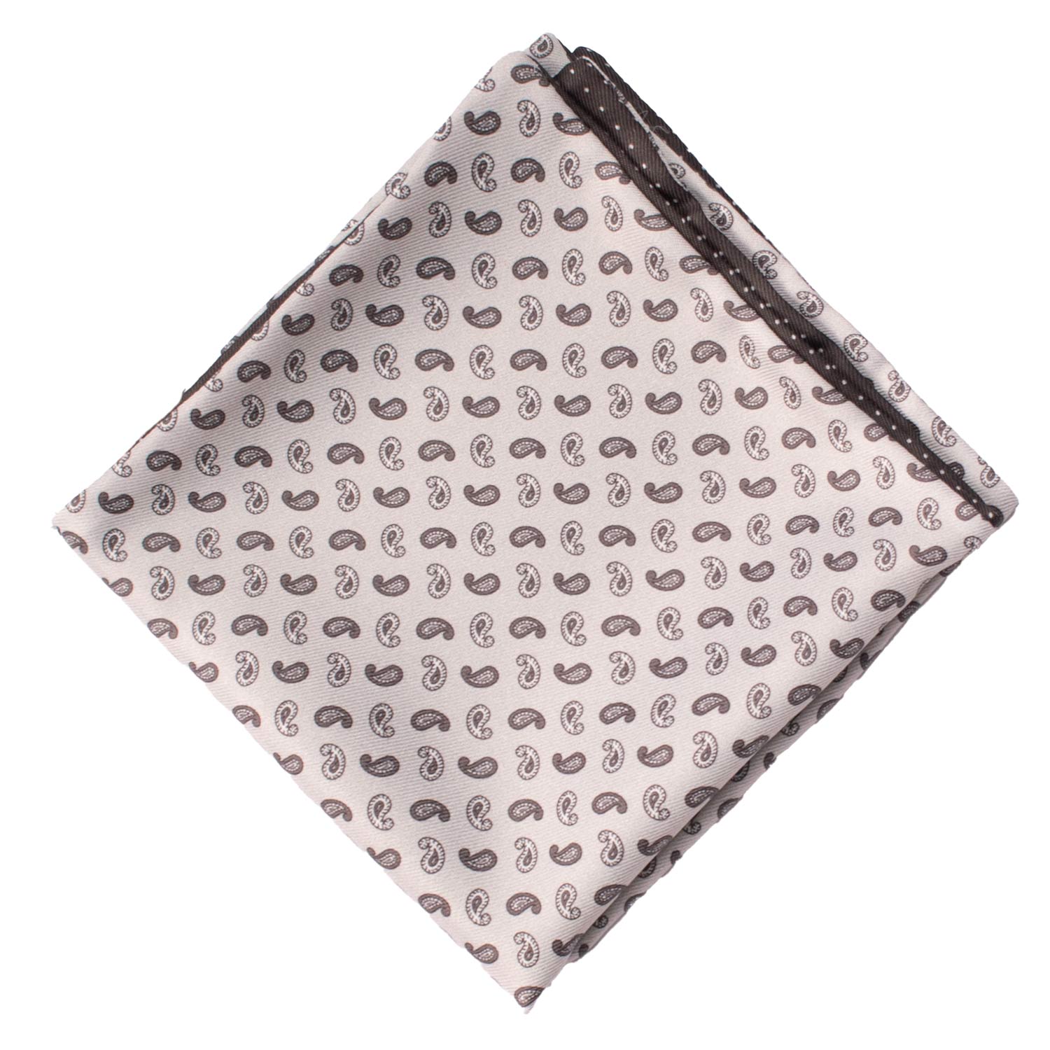 Fazzoletto da Taschino di Seta Double-Face Grigio Nero Fantasia Nera Bianca POC640 Graffeo Cravatte Made in Italy Rombo