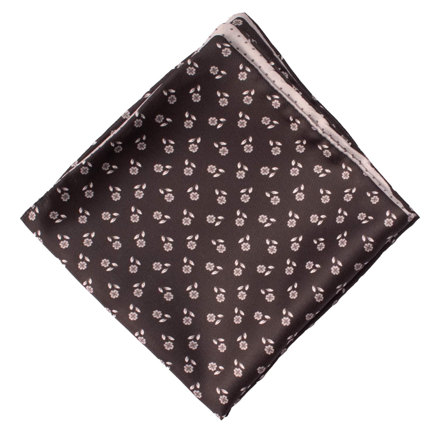 Fazzoletto da Taschino di Seta Double-Face Nero Grigio Fantasia Grigia Nera POC639 Graffeo Cravatte Made in Italy Rombo