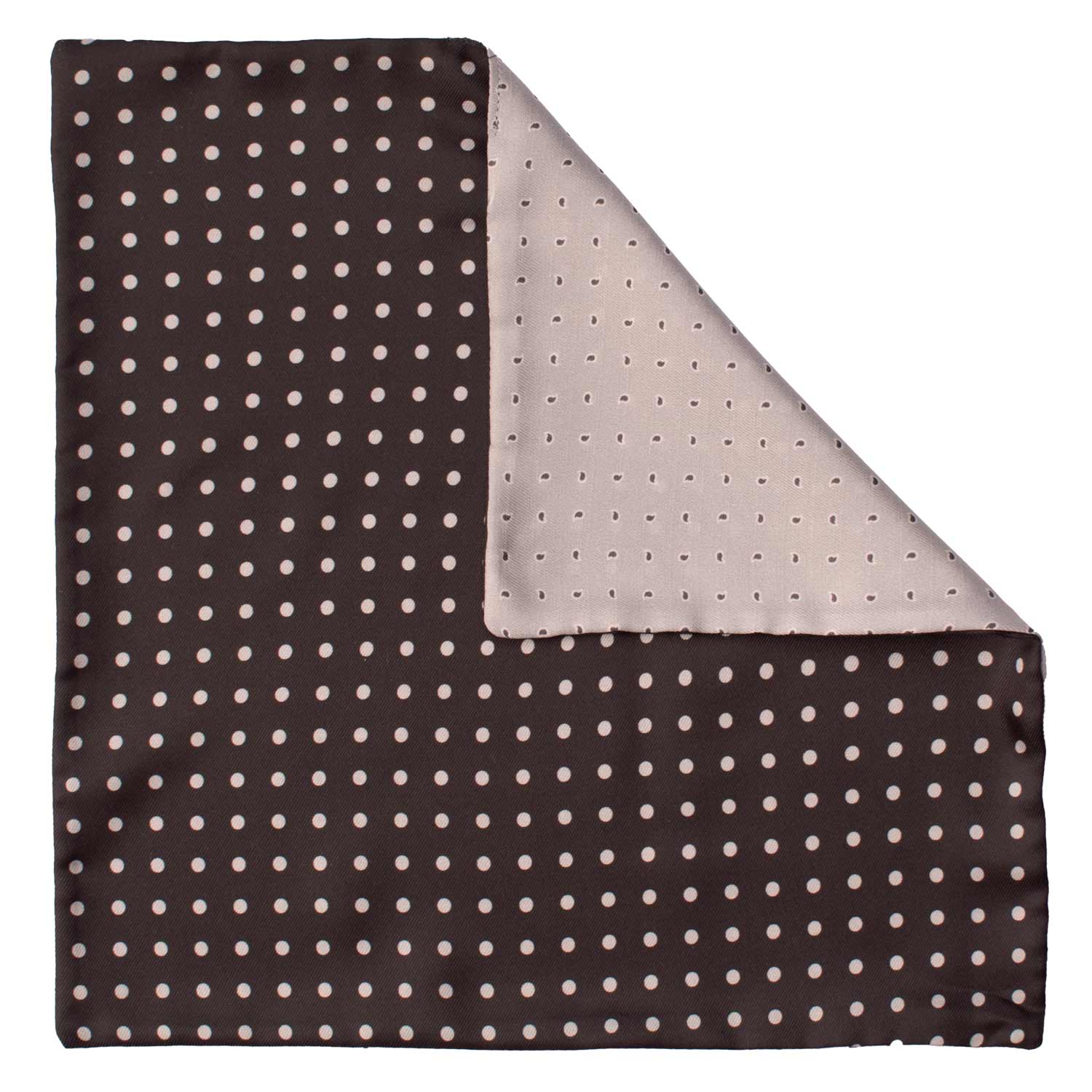 Fazzoletto da Taschino di Seta Double-Face Nero Grigio Fantasia Grigia Nera POC642 Graffeo Cravatte Made in Italy