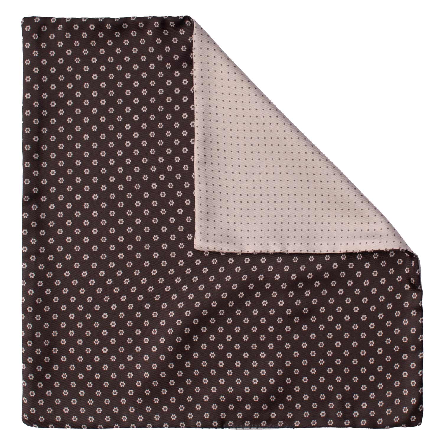 Fazzoletto da Taschino di Seta Double-Face Nero Grigio Fantasia Grigia Nera POC644 Graffeo Cravatte Made in Italy