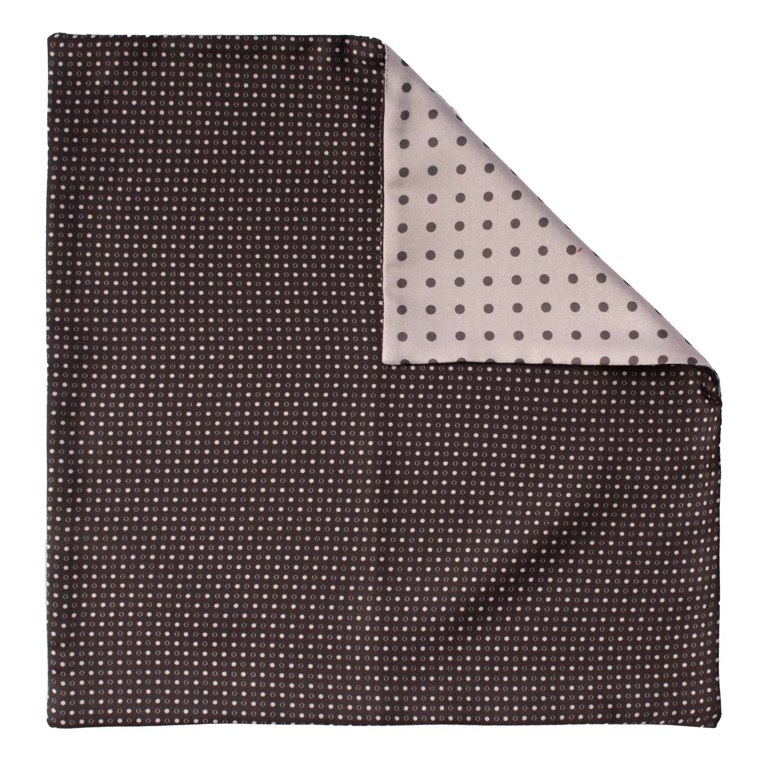 Fazzoletto a Taschino di Seta Double Face Nero Grigio a Pois Grigi POC661 Made in Italy Graffeo Cravatte Retro