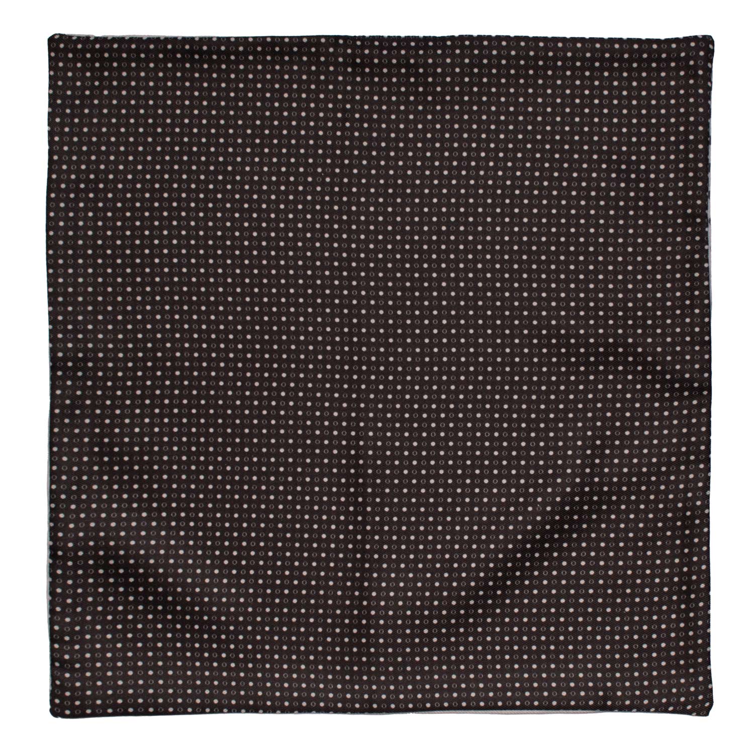 Fazzoletto a Taschino di Seta Double Face Nero Grigio a Pois Grigi POC661 Made in Italy Graffeo Cravatte