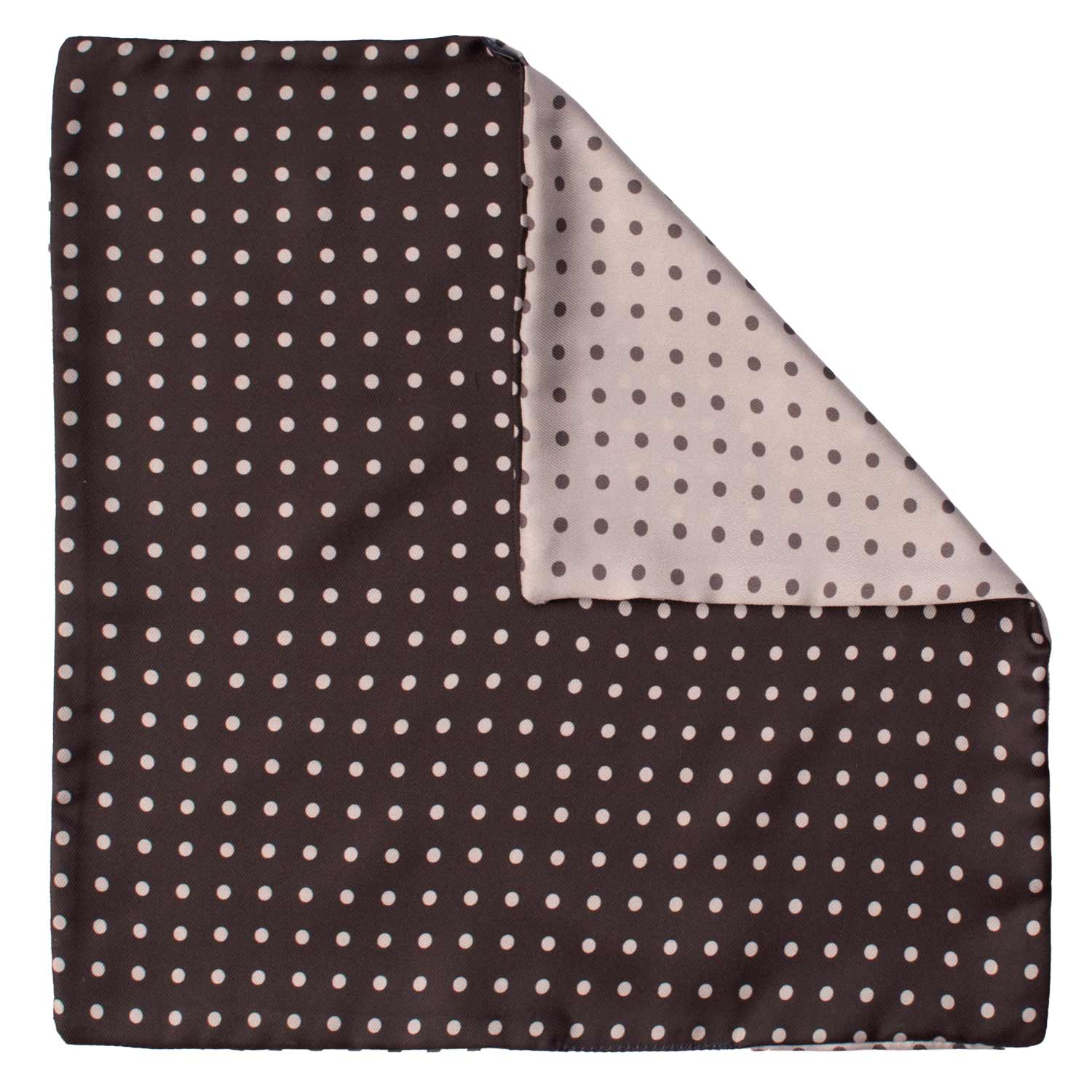 Fazzoletto da Taschino di Seta Double-Face Nero Grigio a Pois Grigio Nero POC638 Graffeo Cravatte Made in Italy