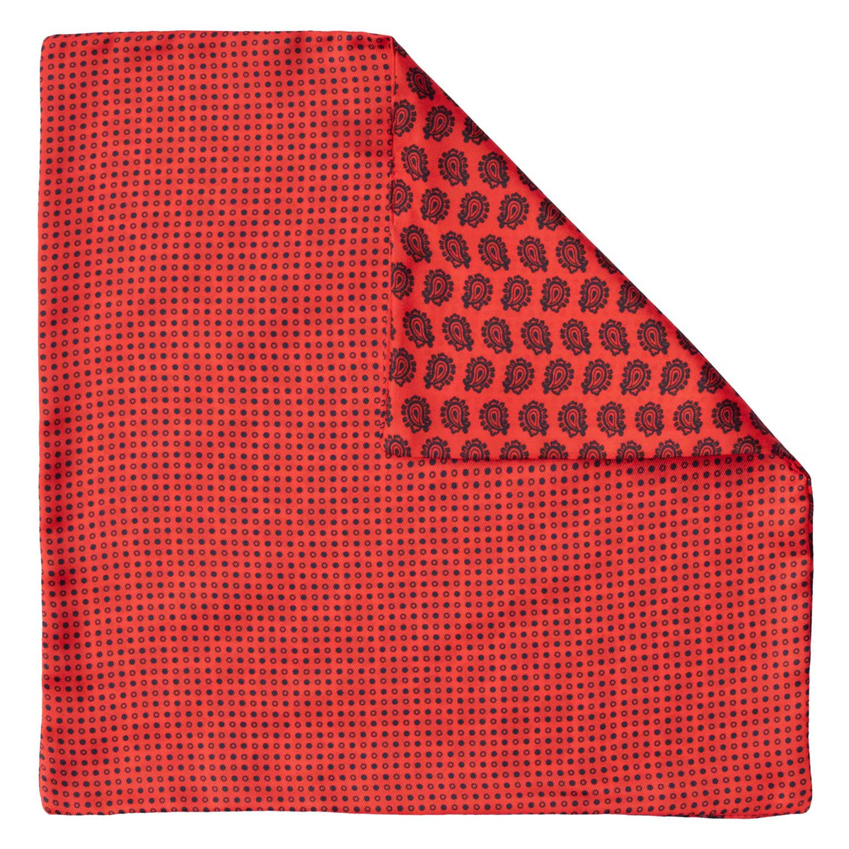 Fazzoletto Da Taschino Liberty In Puro Cotone - Quadrato, Pattern Astratto Rosso, Giallo, Blu