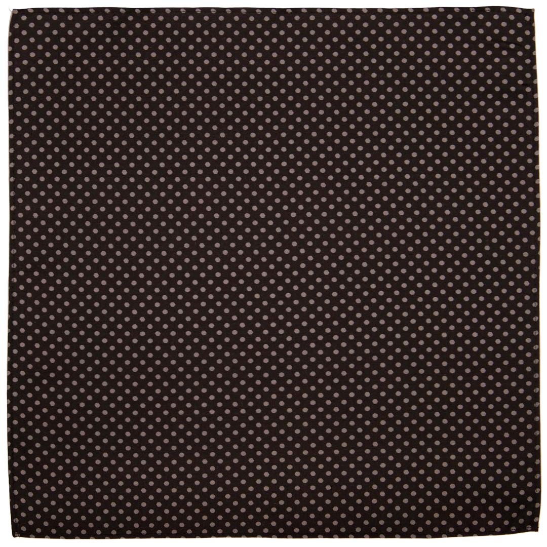Fazzoletto da Taschino di Seta Nero Pois Grigi Made in Italy Graffeo Cravatte