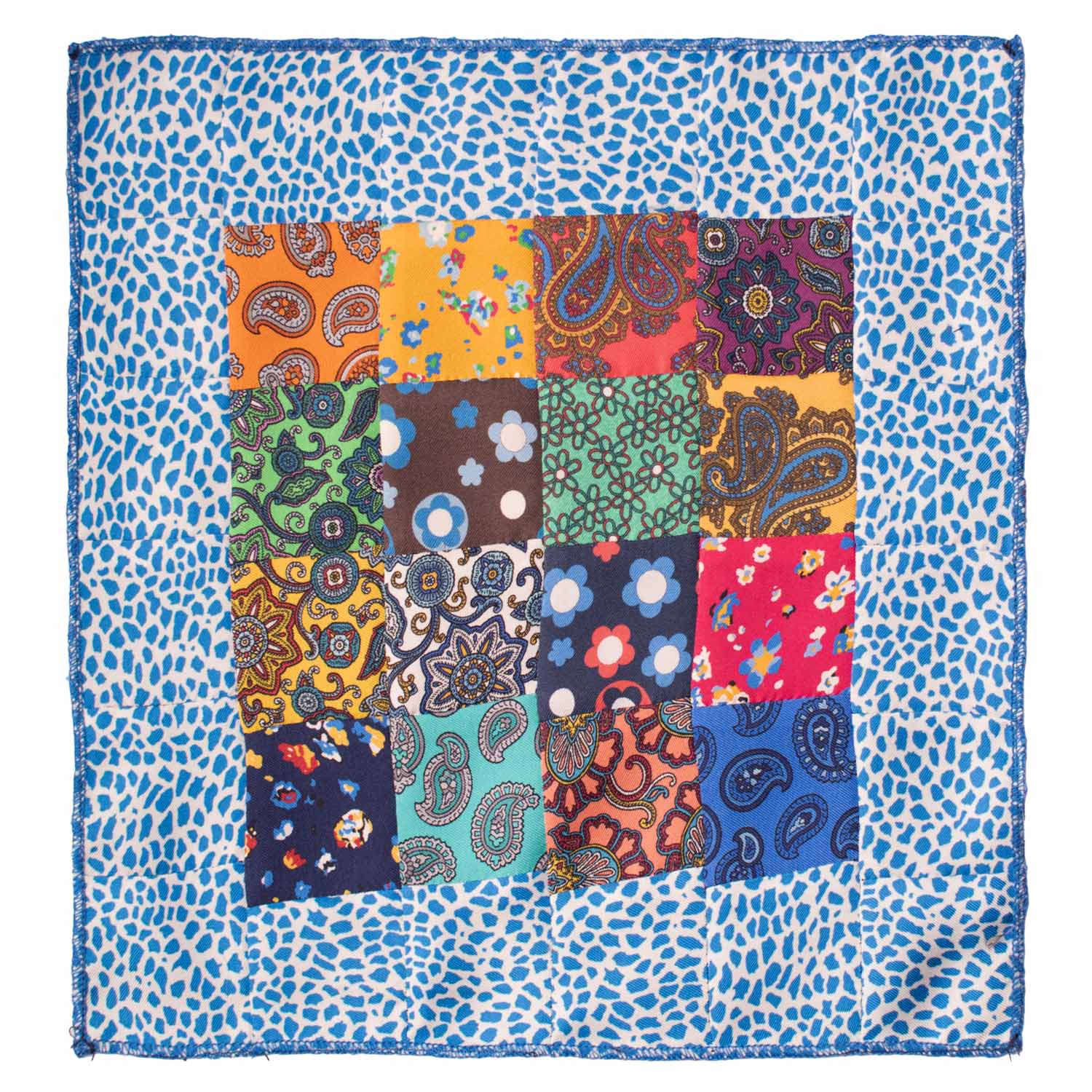 Fazzoletto da Taschino di Seta Vintage Patchwork Fantasia Multicolor POCP106 Made in Italy Graffeo Cravatte