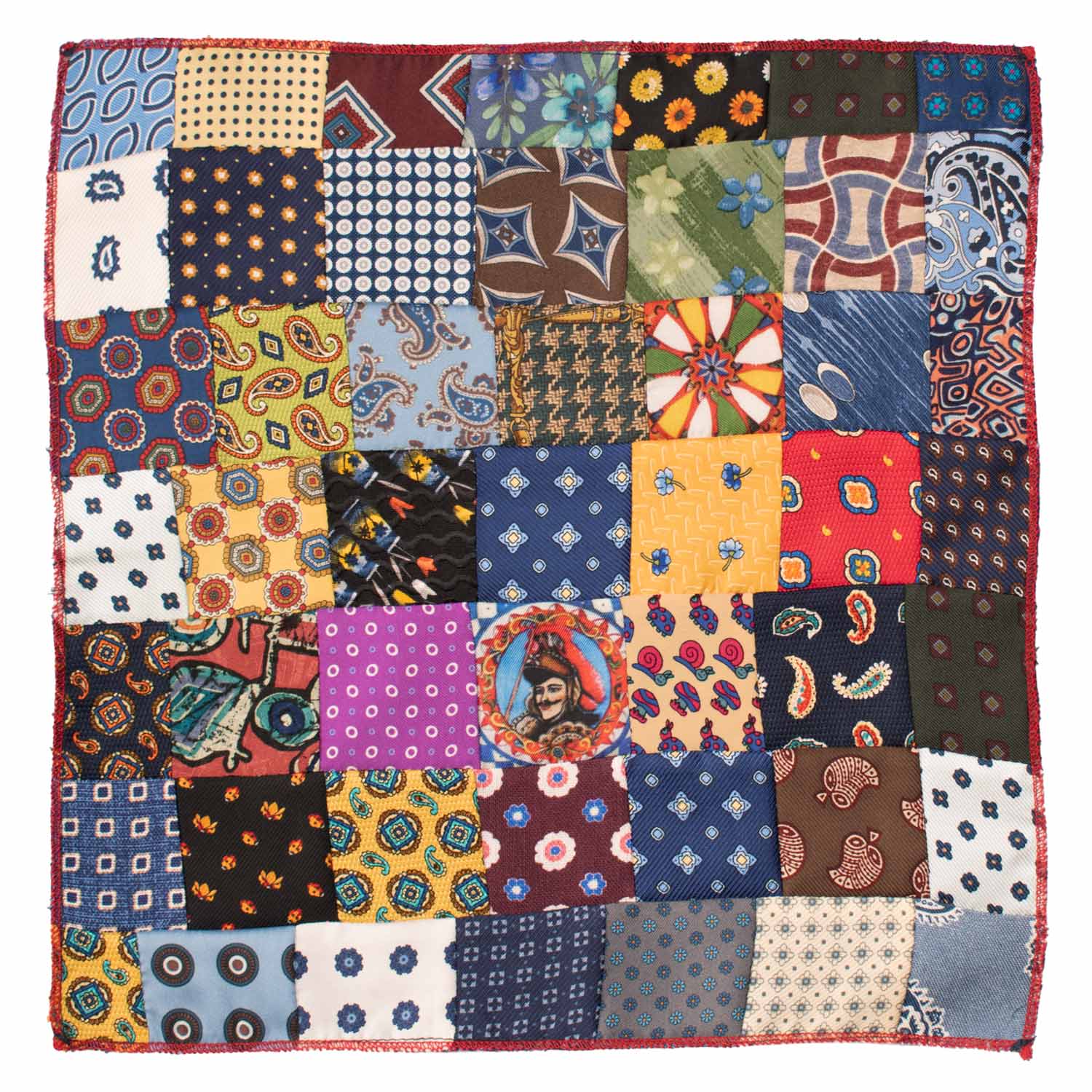 Fazzoletto da Taschino di Seta Vintage Patchwork Fantasia Multicolor POCP117 Made in Italy Graffeo Cravatte