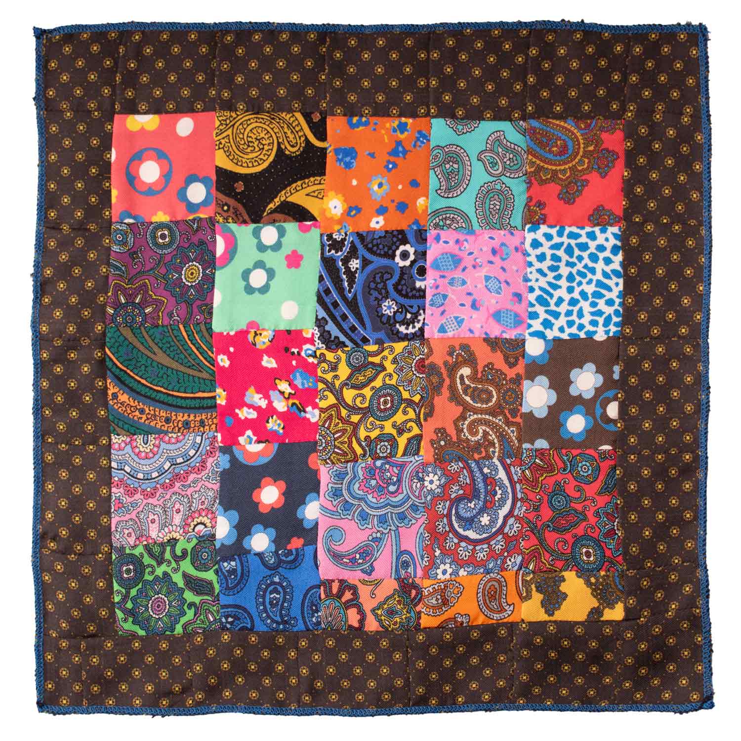 Fazzoletto da Taschino di Seta Vintage Patchwork Fantasia Multicolor POCP14 Made in Italy Graffeo Cravatte