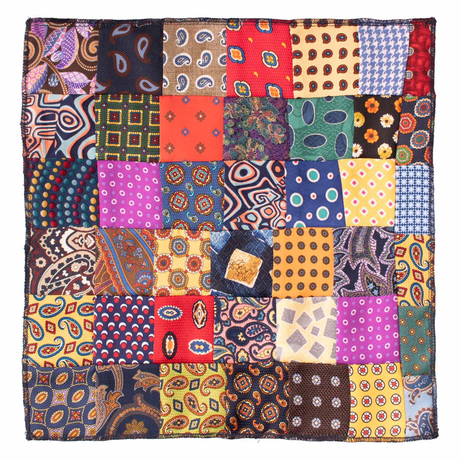 Fazzoletto da Taschino di Seta Vintage Patchwork Fantasia Multicolor POCP26 Made in Italy Graffeo Cravatte