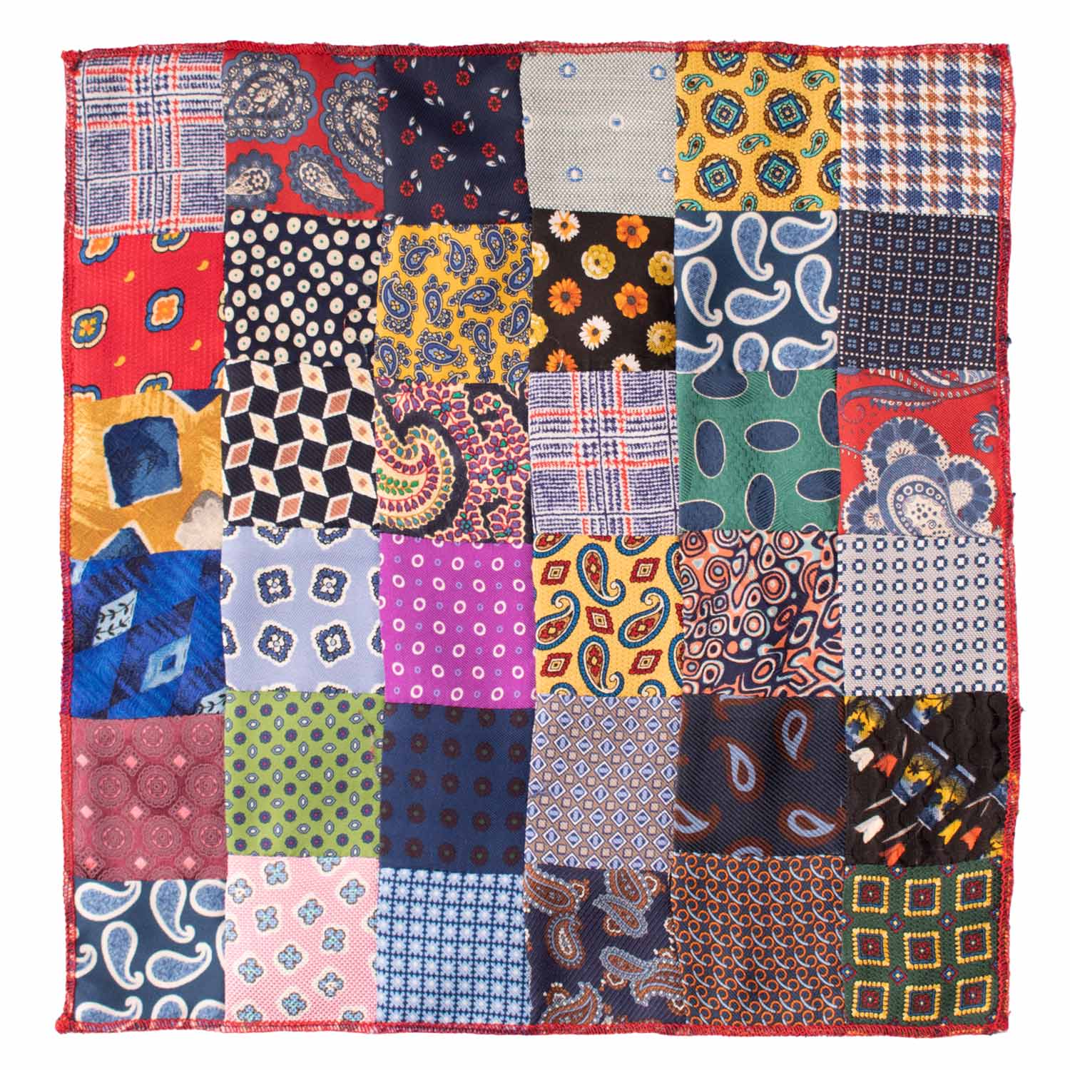 Fazzoletto da Taschino di Seta Vintage Patchwork Fantasia Multicolor POCP36 Made in Italy Graffeo Cravatte