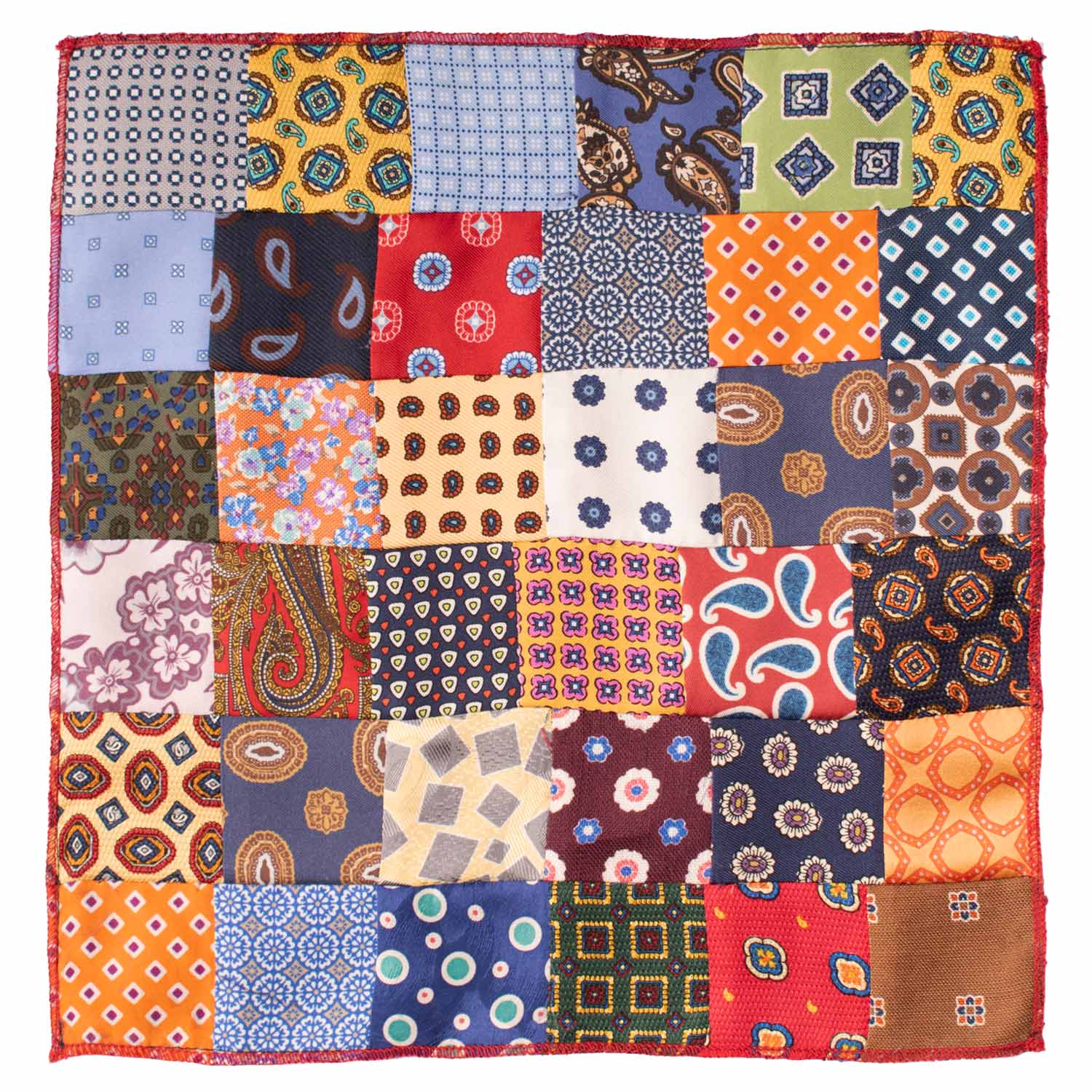 Fazzoletto da Taschino di Seta Vintage Patchwork Fantasia Multicolor POCP42 Made in Italy Graffeo Cravatte