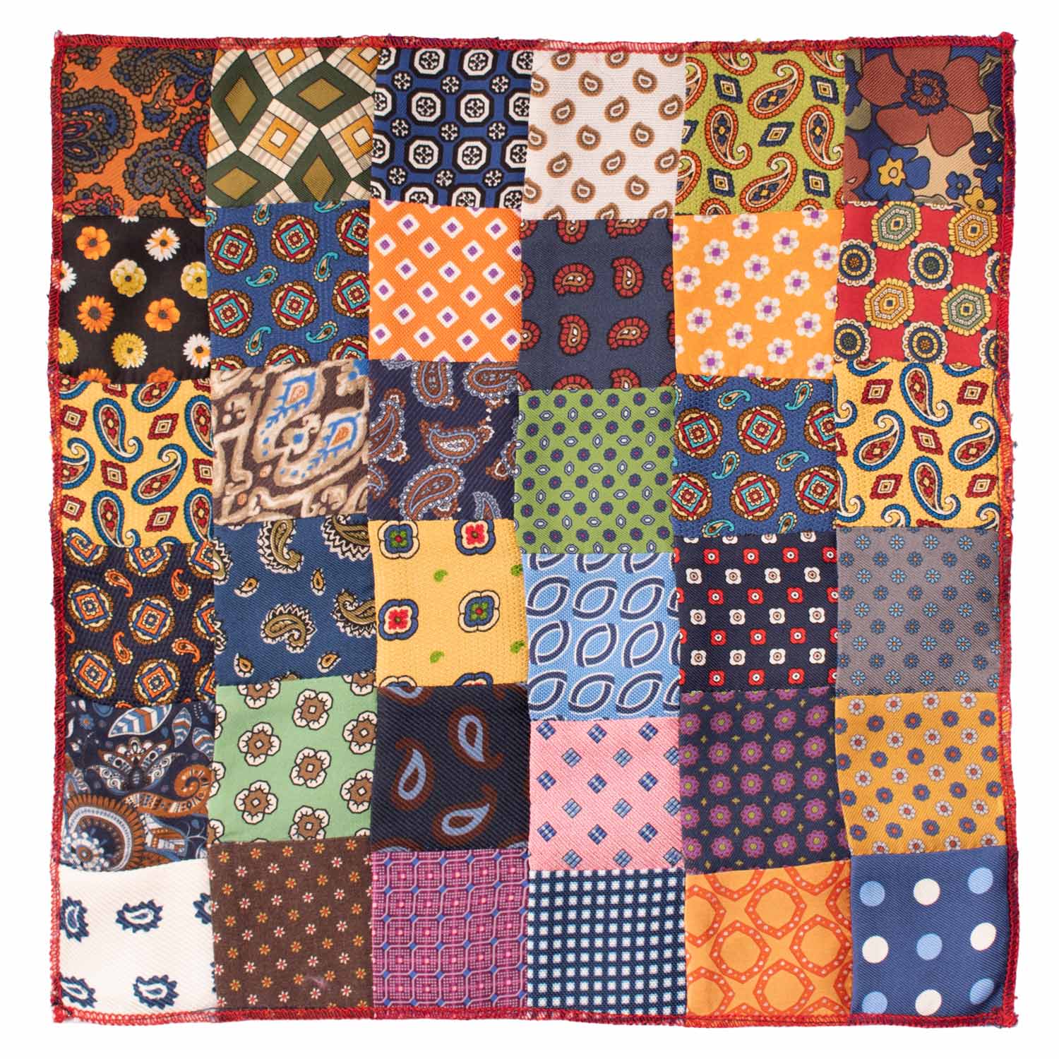 Fazzoletto da Taschino di Seta Vintage Patchwork Fantasia Multicolor POCP44 Made in Italy Graffeo Cravatte