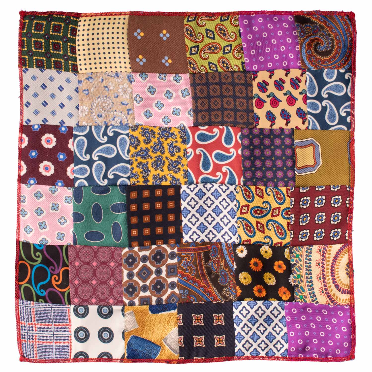 Fazzoletto da Taschino di Seta Vintage Patchwork Fantasia Multicolor POCP45 Made in Italy Graffeo Cravatte