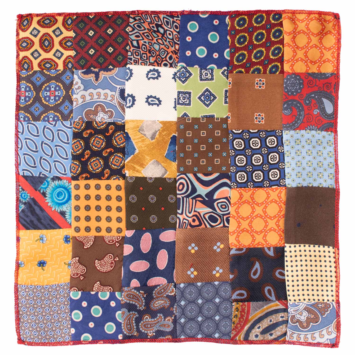 Fazzoletto da Taschino di Seta Vintage Patchwork Fantasia Multicolor POCP47 Made in Italy Graffeo Cravatte