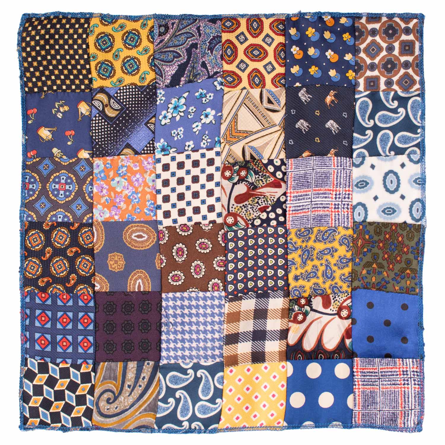 Fazzoletto da Taschino di Seta Vintage Patchwork Fantasia Multicolor POCP52 Made in Italy Graffeo Cravatte