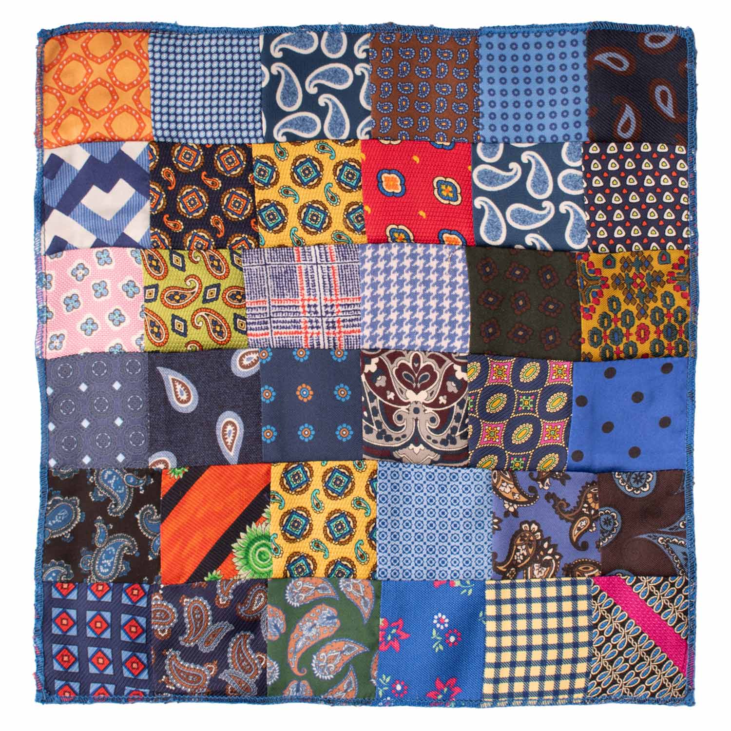 Fazzoletto da Taschino di Seta Vintage Patchwork Fantasia Multicolor POCP59 Made in Italy Graffeo Cravatte