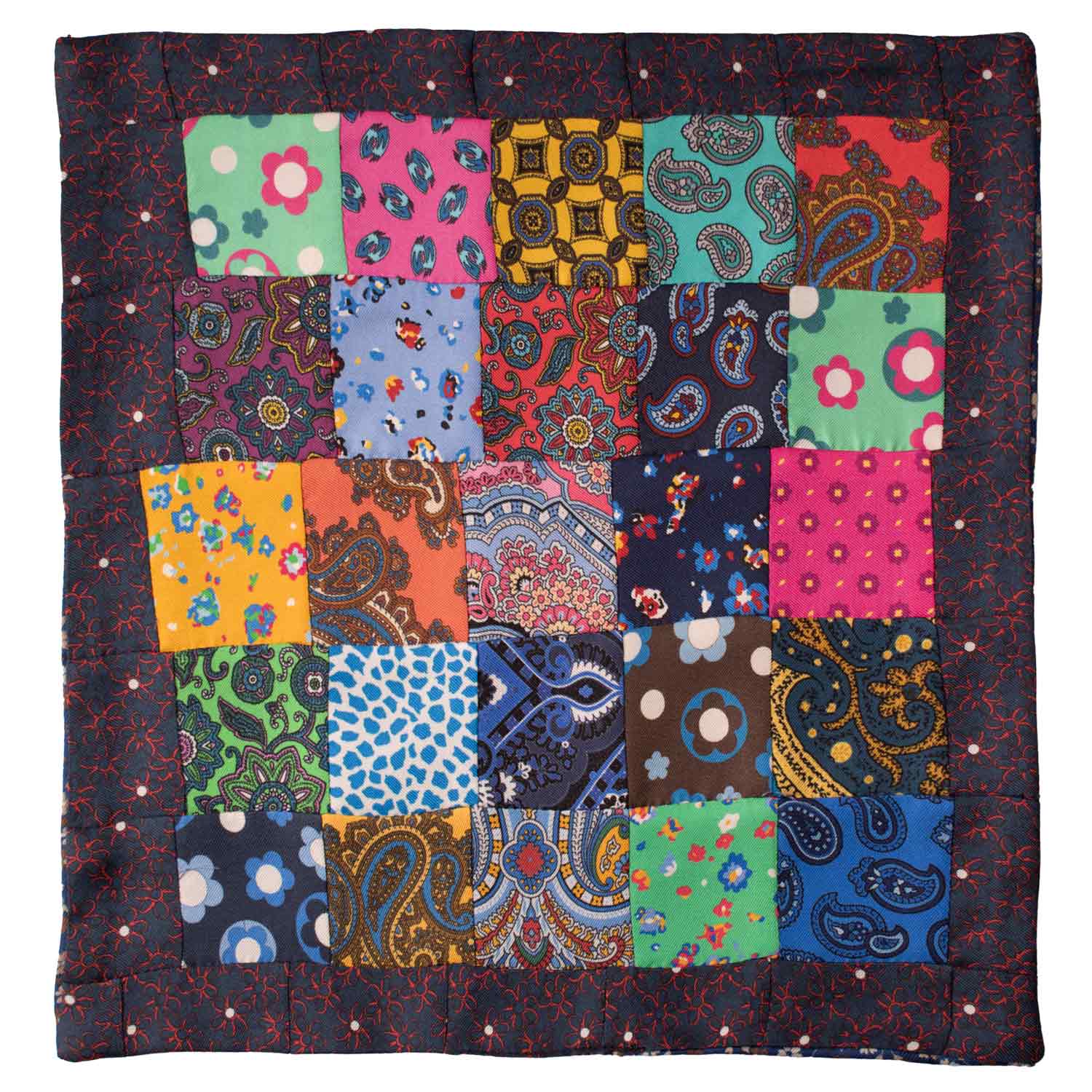 Fazzoletto da Taschino di Seta Vintage Patchwork Fantasia Multicolor POCP6 Made in Italy Graffeo Cravatte