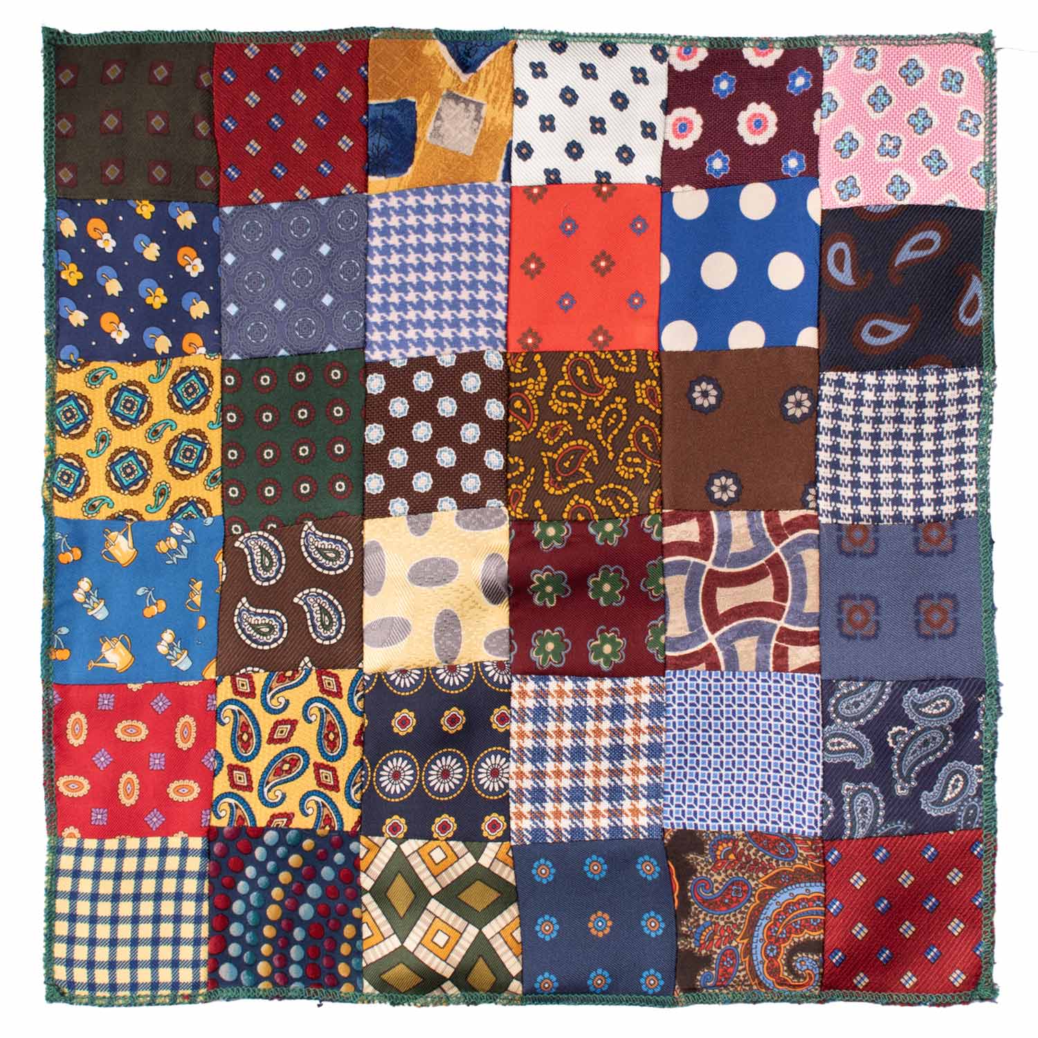 Fazzoletto da Taschino di Seta Vintage Patchwork Fantasia Multicolor POCP61 Made in Italy Graffeo Cravatte