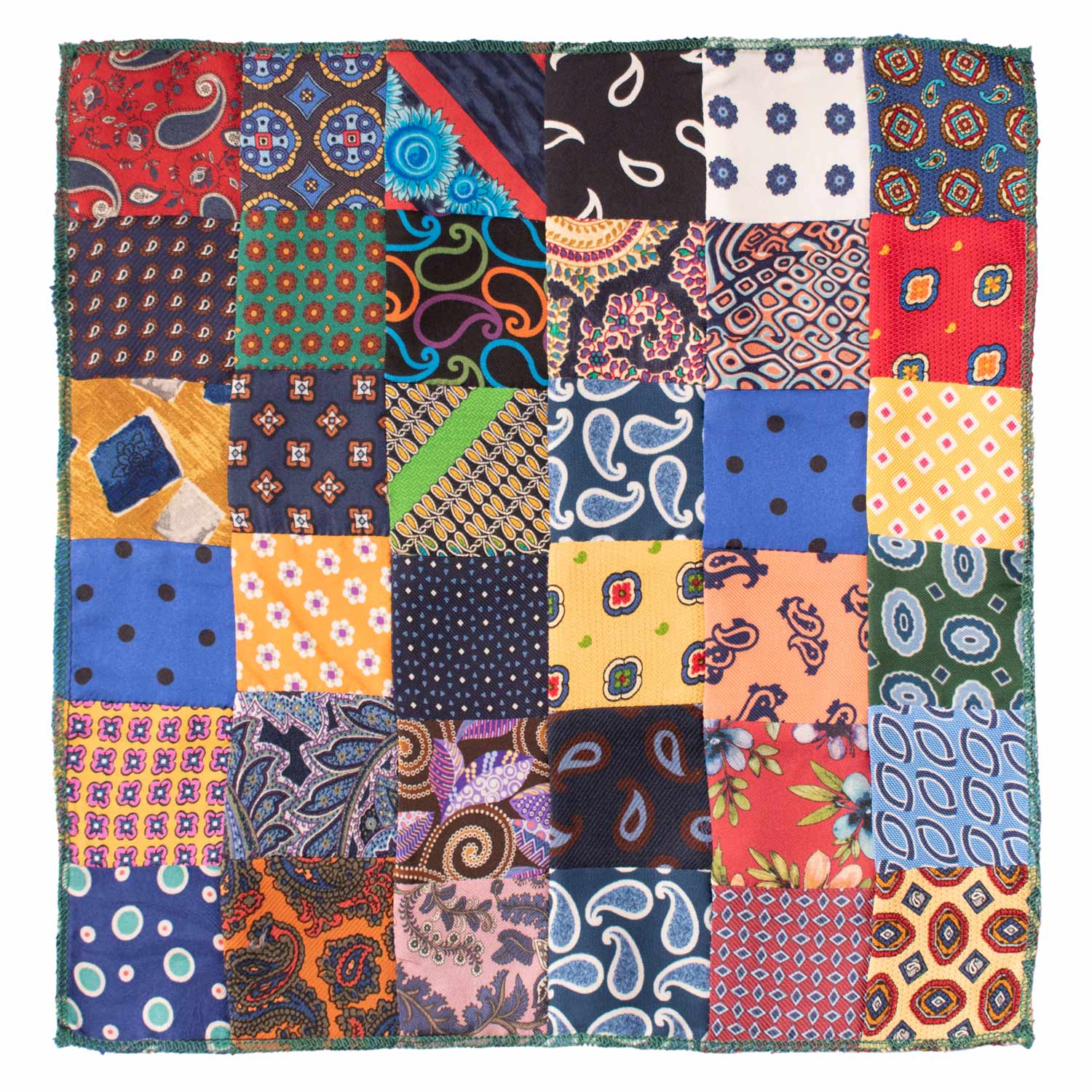 Fazzoletto da Taschino di Seta Vintage Patchwork Fantasia Multicolor POCP65 Made in Italy Graffeo Cravatte