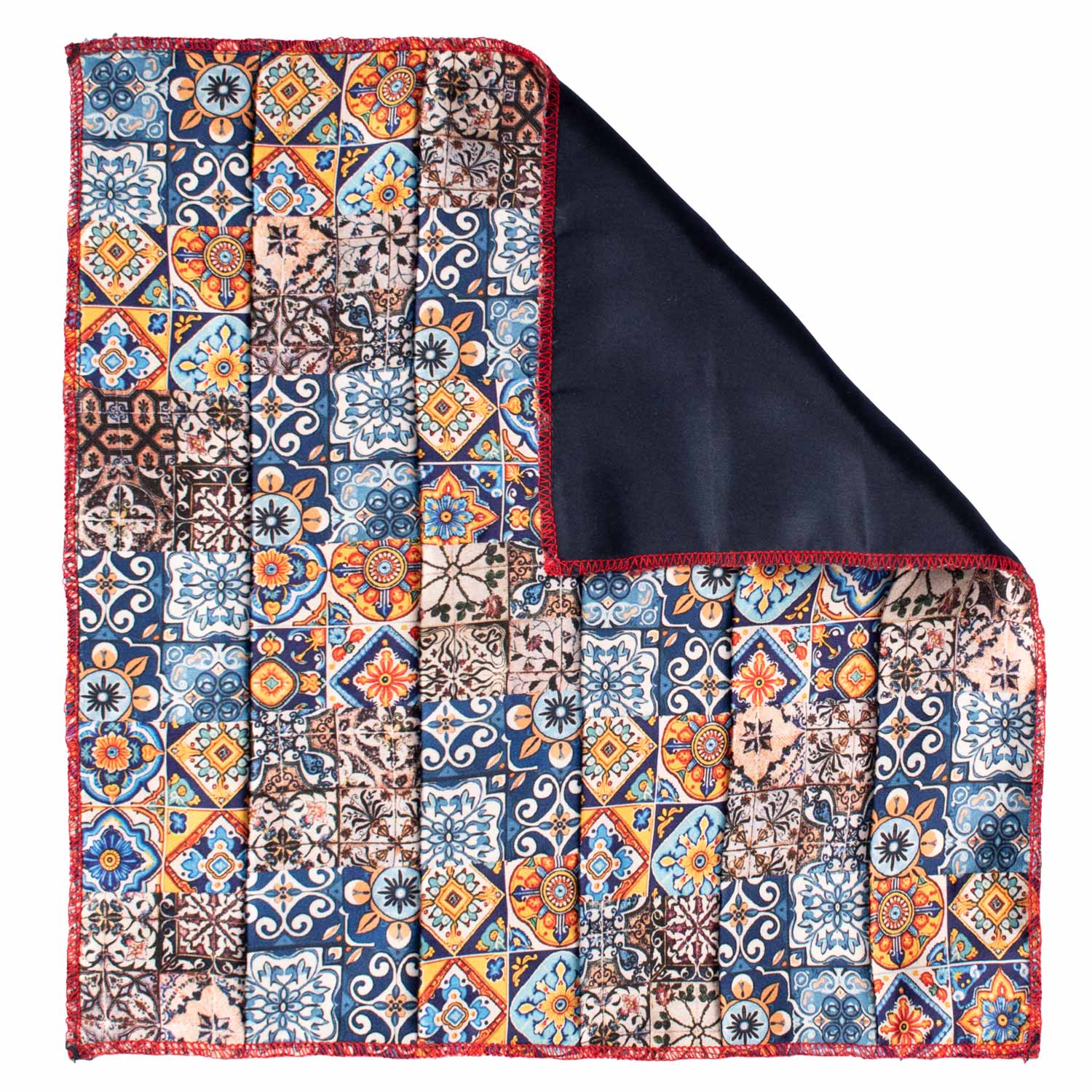 Fazzoletto da Taschino di Seta Vintage Patchwork Fantasia Multicolor POCP71 Graffeo Cravatte Made in Italy Retro