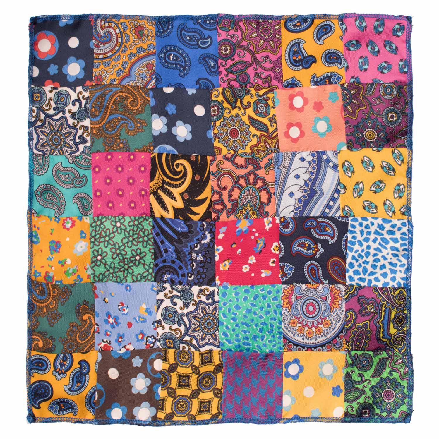 Fazzoletto da Taschino di Seta Vintage Patchwork Fantasia Multicolor POCP96 Made in Italy Graffeo Cravatte