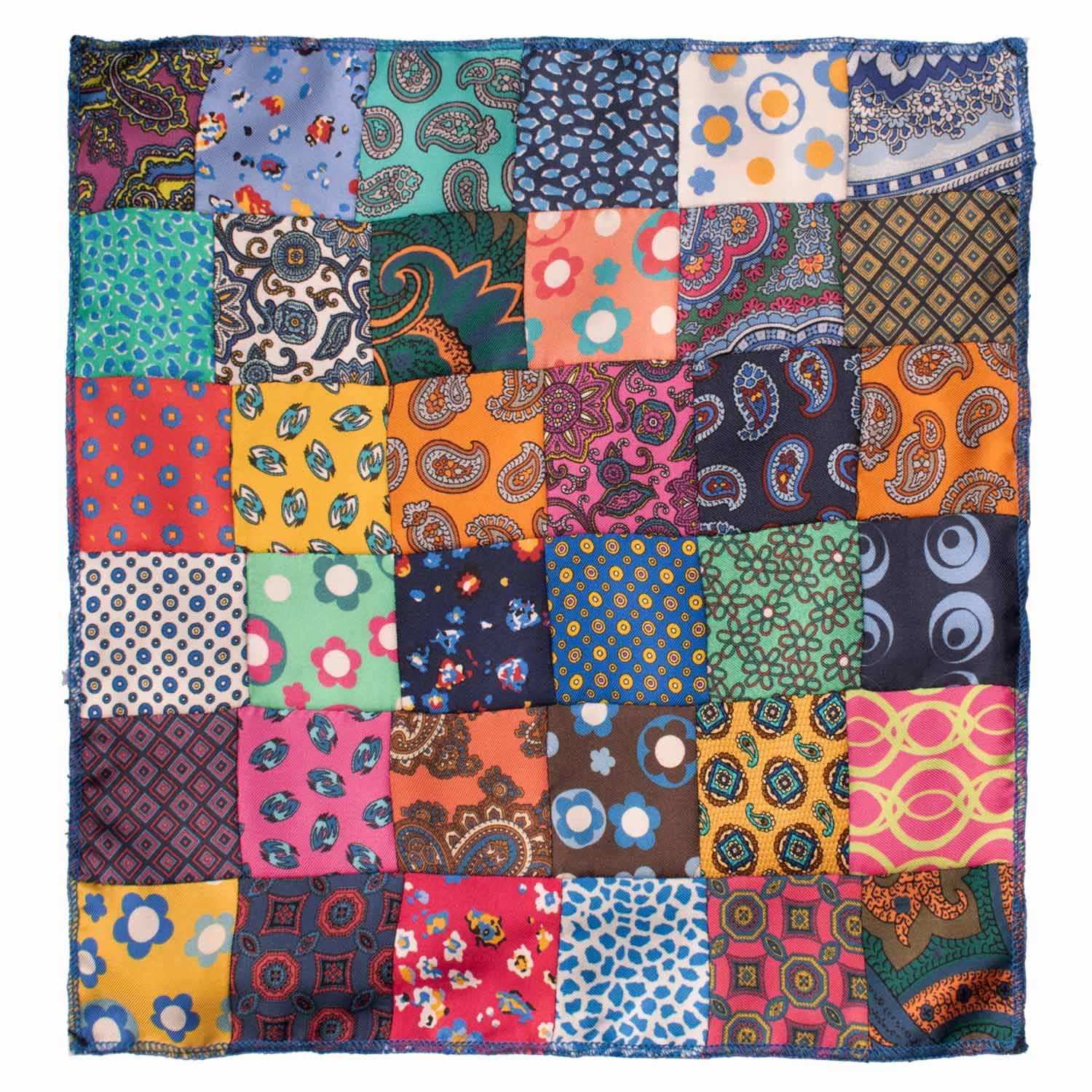 Fazzoletto da Taschino di Seta Vintage Patchwork Fantasia Multicolor POCP98 Made in Italy Graffeo Cravatte