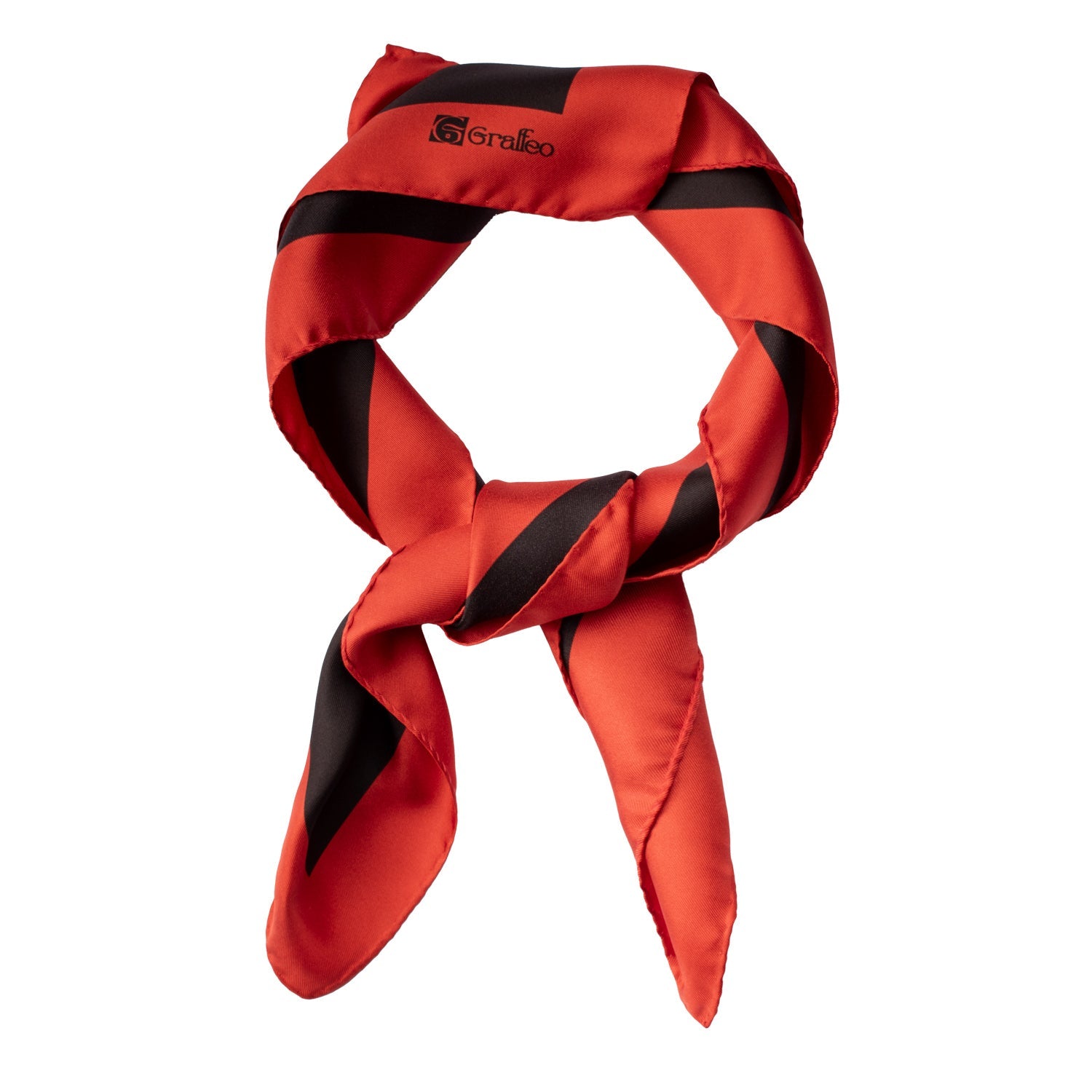 Foulard Vintage di Seta Marrone Rosso A Fiori Multicolor F44 Annodato