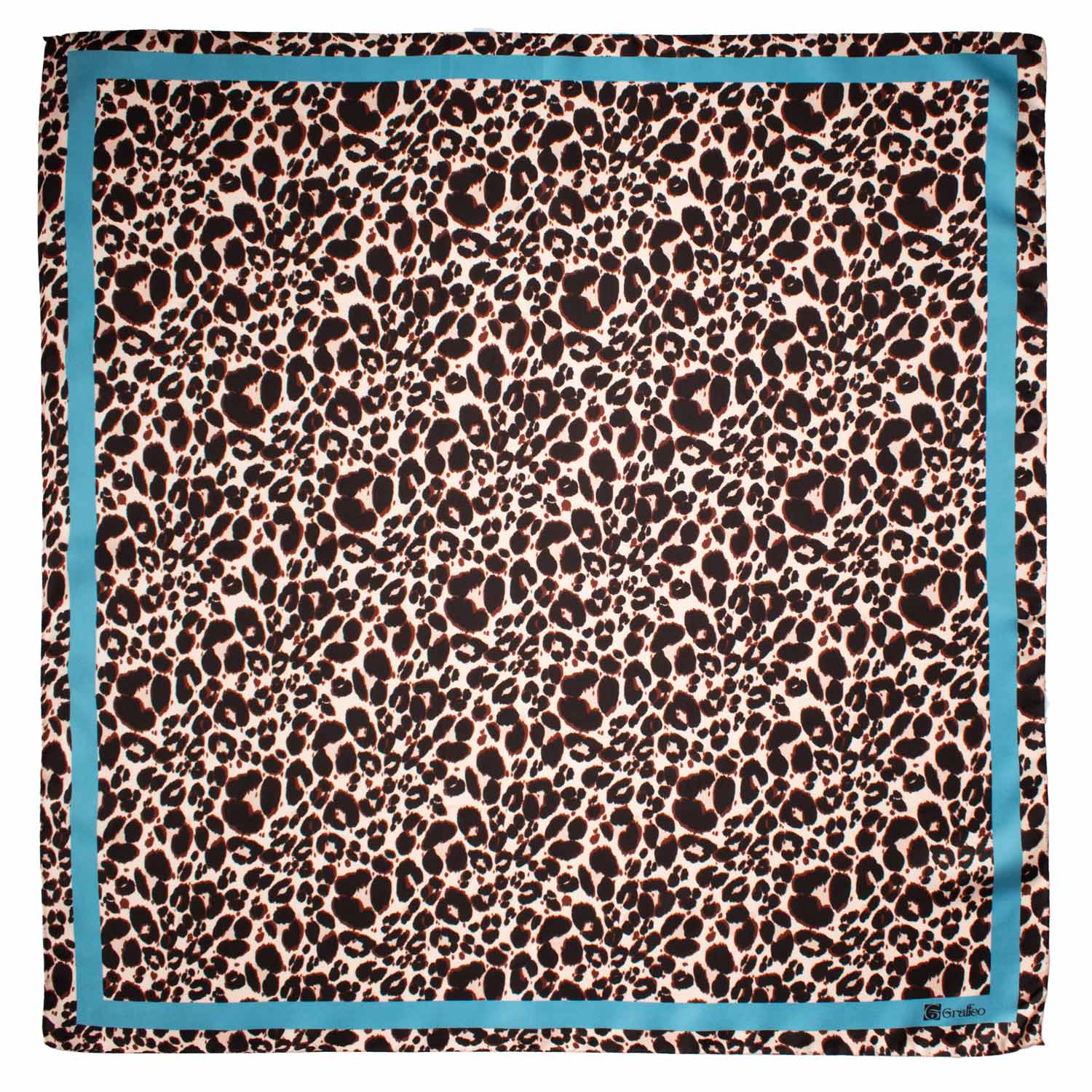 Foulard Vintage di Seta Panna Celeste Fantasia Maculata Marrone F35 Made in Italy Graffeo Cravatte