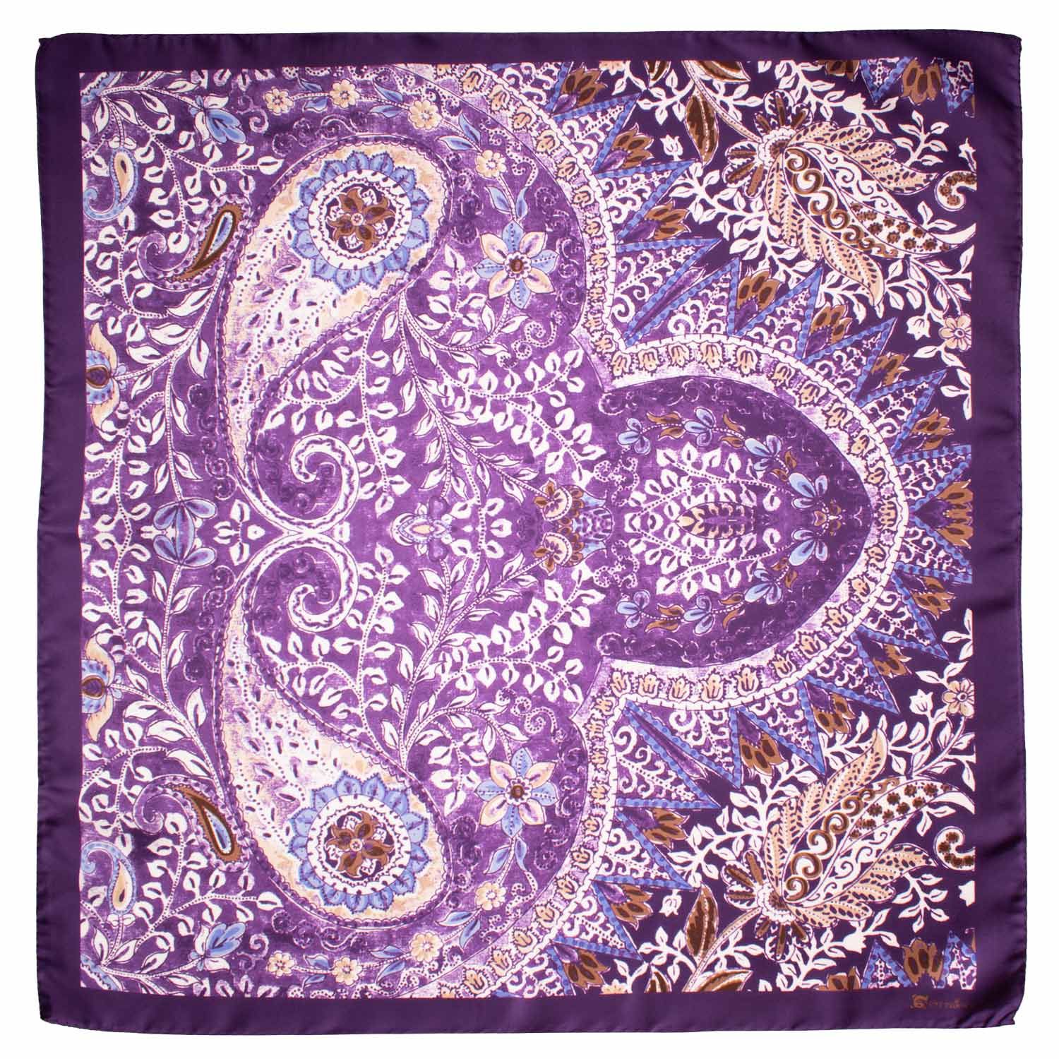 Foulard Vintage di Seta Viola Paisley Multicolor F29 Made in Italy Graffeo Cravatte