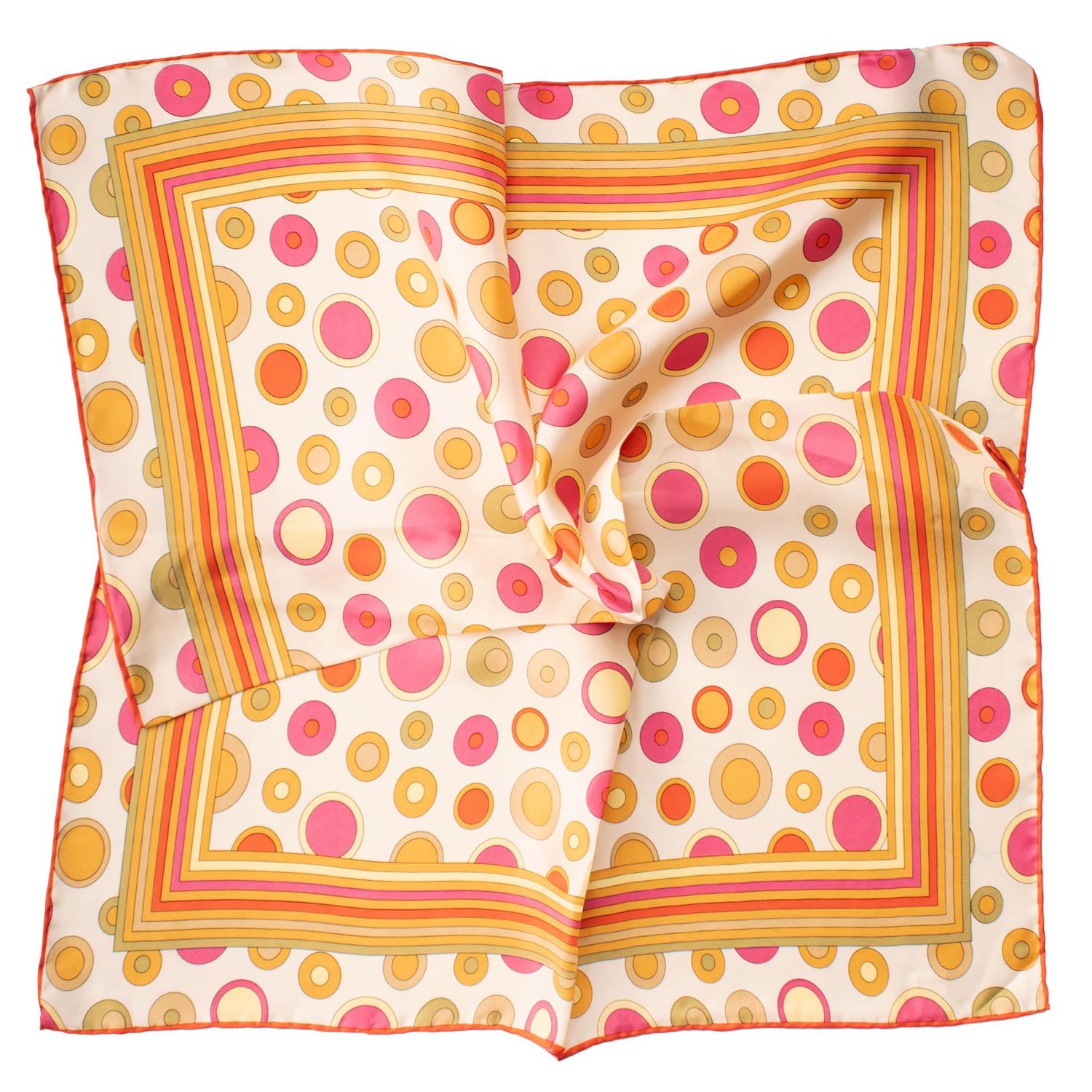 Foulard di Seta Bianco Panna Fantasia Multicolor Made in Italy Graffeo Cravatte Tessuto