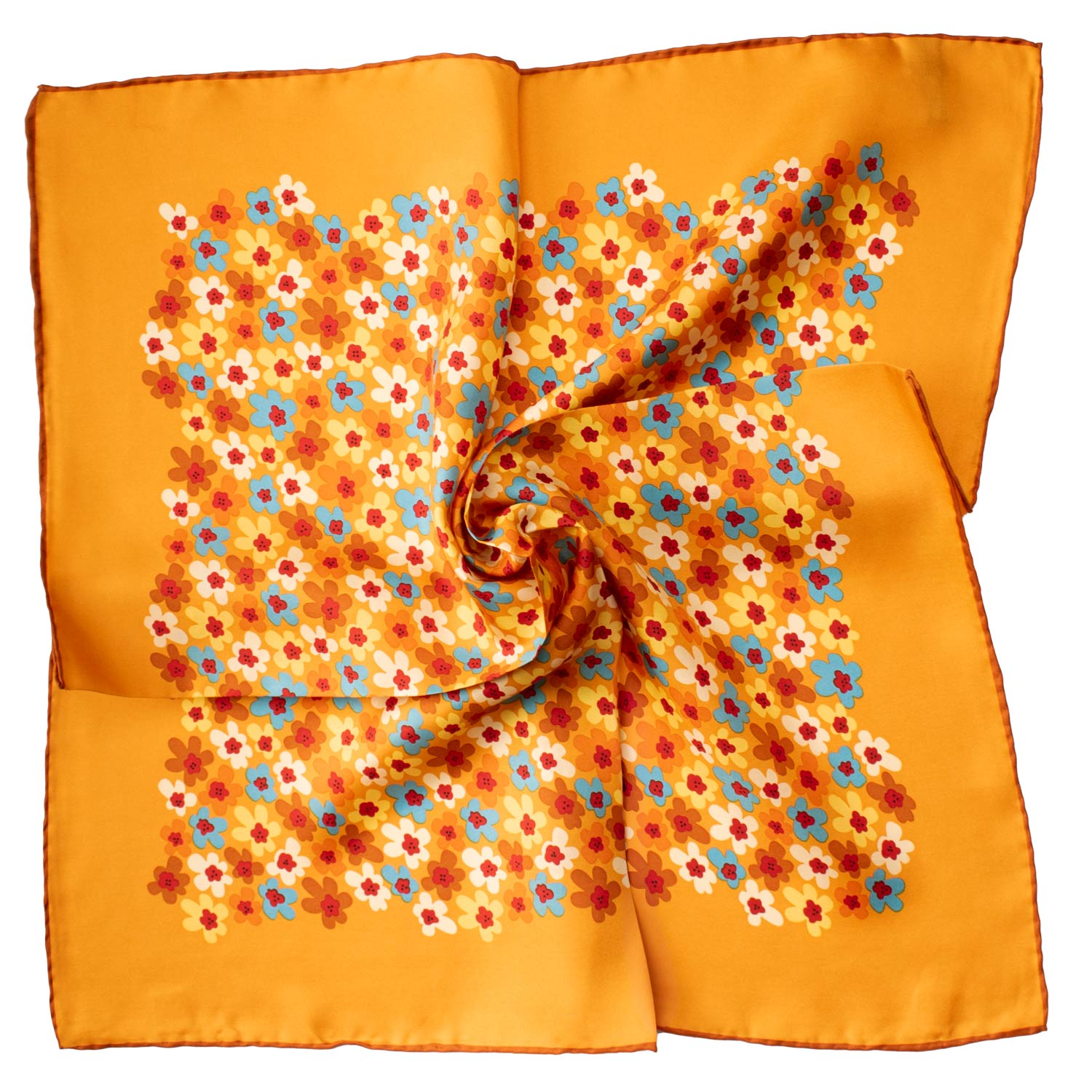 Foulard di Seta Giallo Ocra a Fiori Multicolor Made in Italy Graffeo Cravatte Tessuto