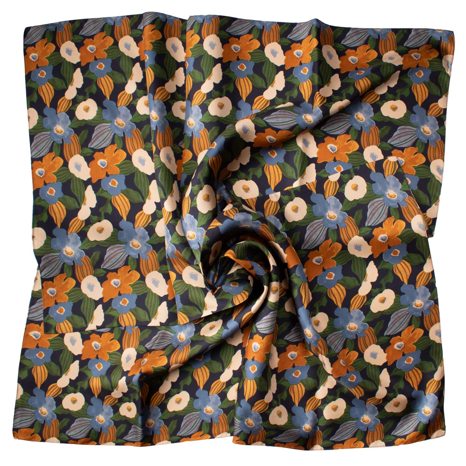 Foulard di Seta Blu a Fiori Multicolor Made in Italy Graffeo Cravatte Tessuto