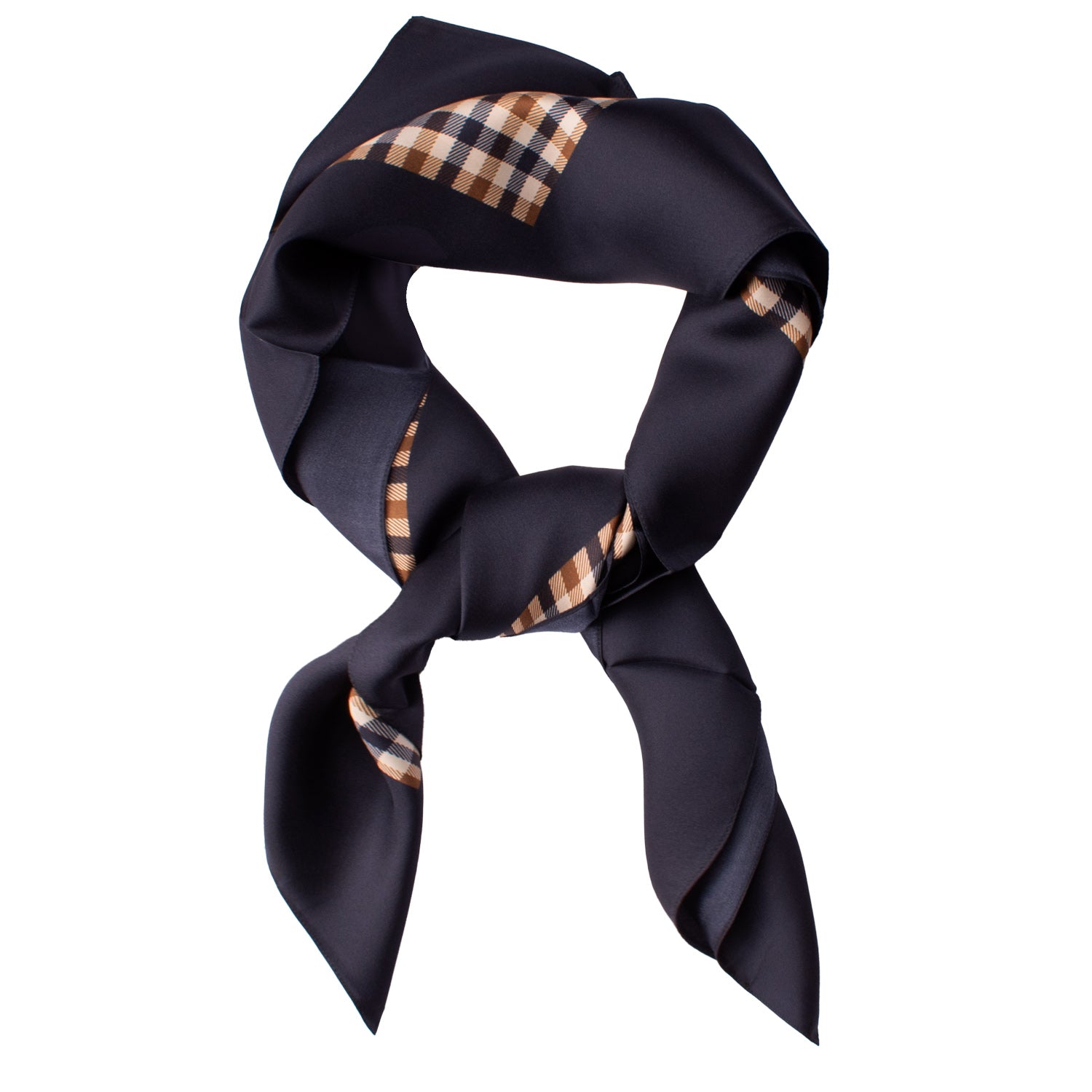Foulard di Seta a Quadri Blu Beige Marrone Made in Italy graffeo Cravatte Annodato