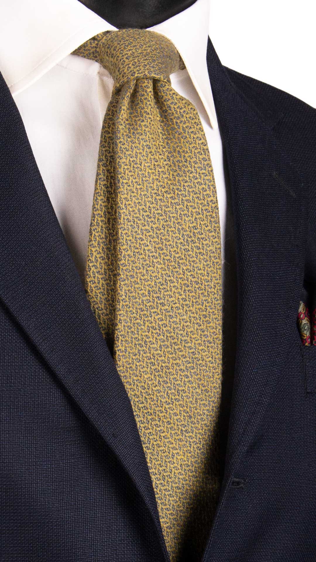 Cravatta-in-Lana-Cashmere-Verde-Fantasia-Blu-Navy- L1000